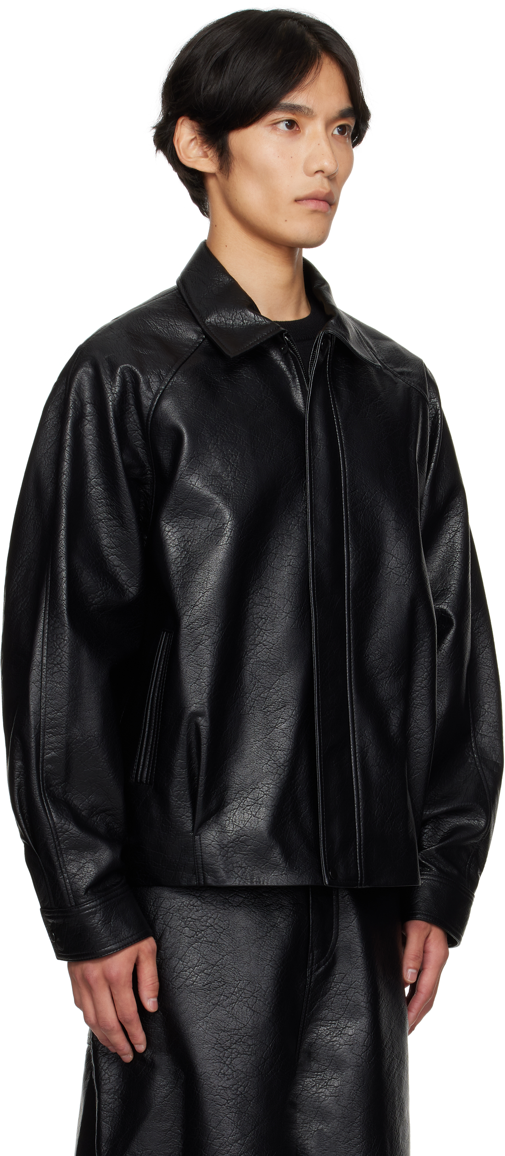 Le17septembre Black Grained Faux-leather Jacket In Black