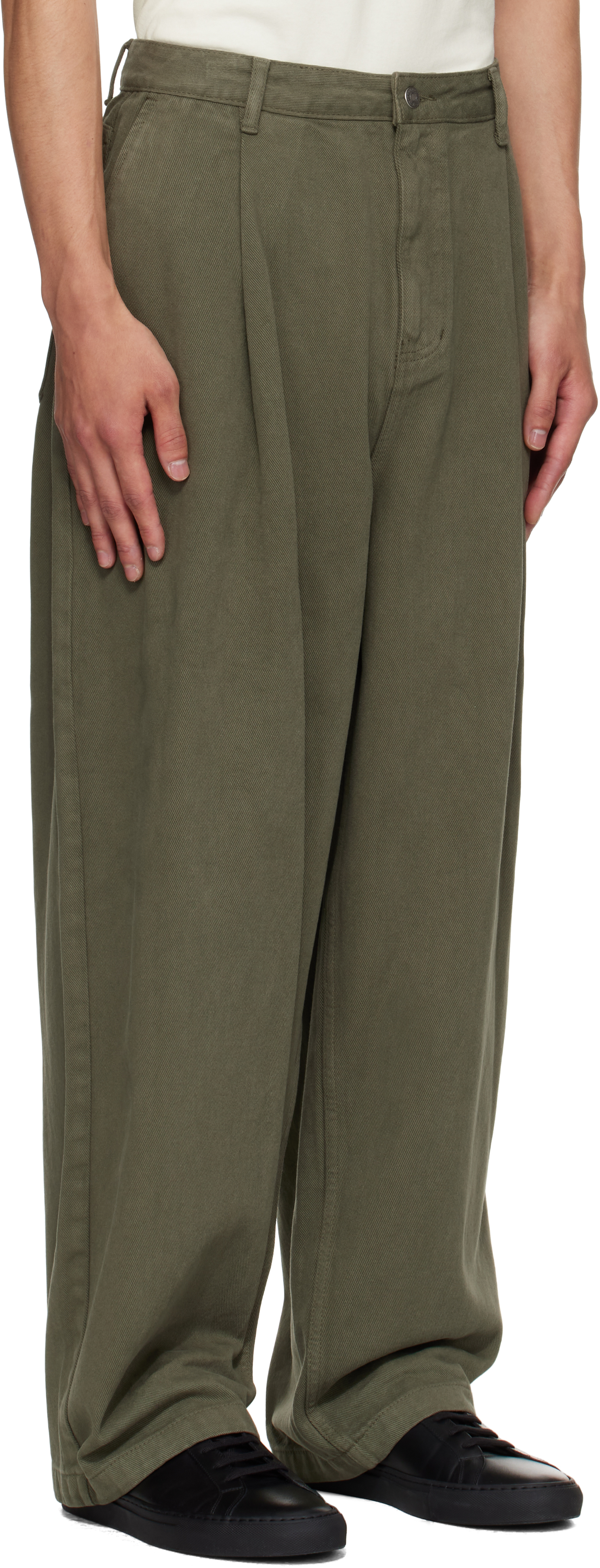 Le17septembre Khaki One Tuck Wide Jeans In Green