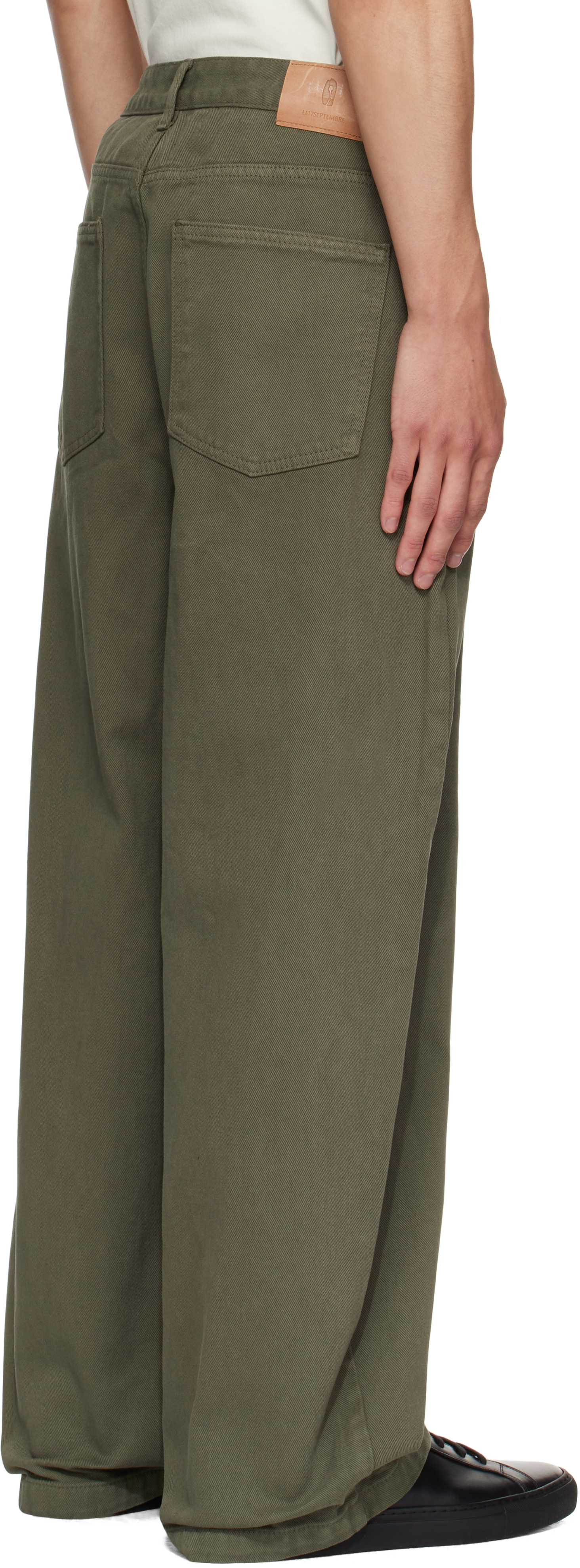 Le17septembre Khaki One Tuck Wide Jeans In Green