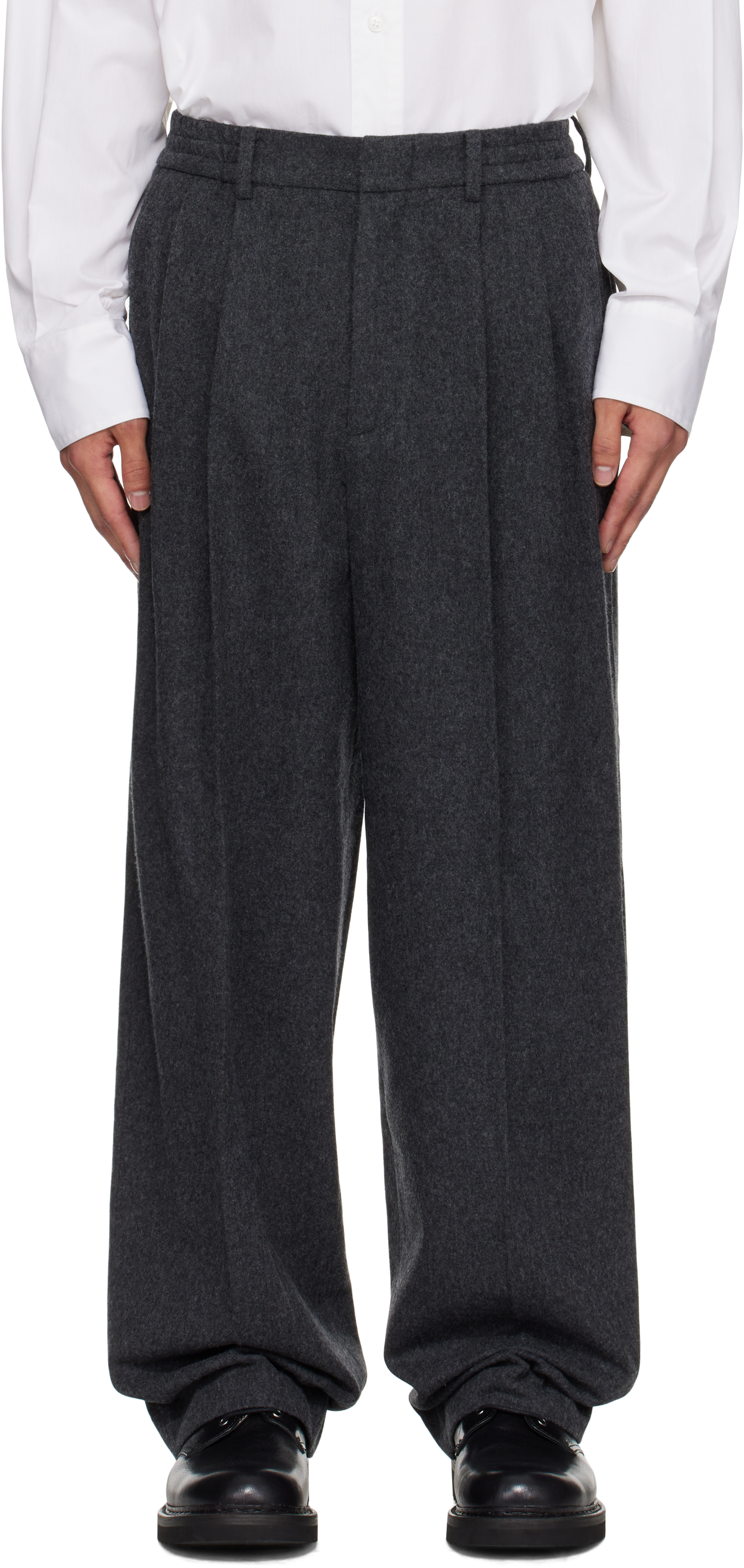 Le17septembre Gray Two Tuck Wide Trousers In Gray
