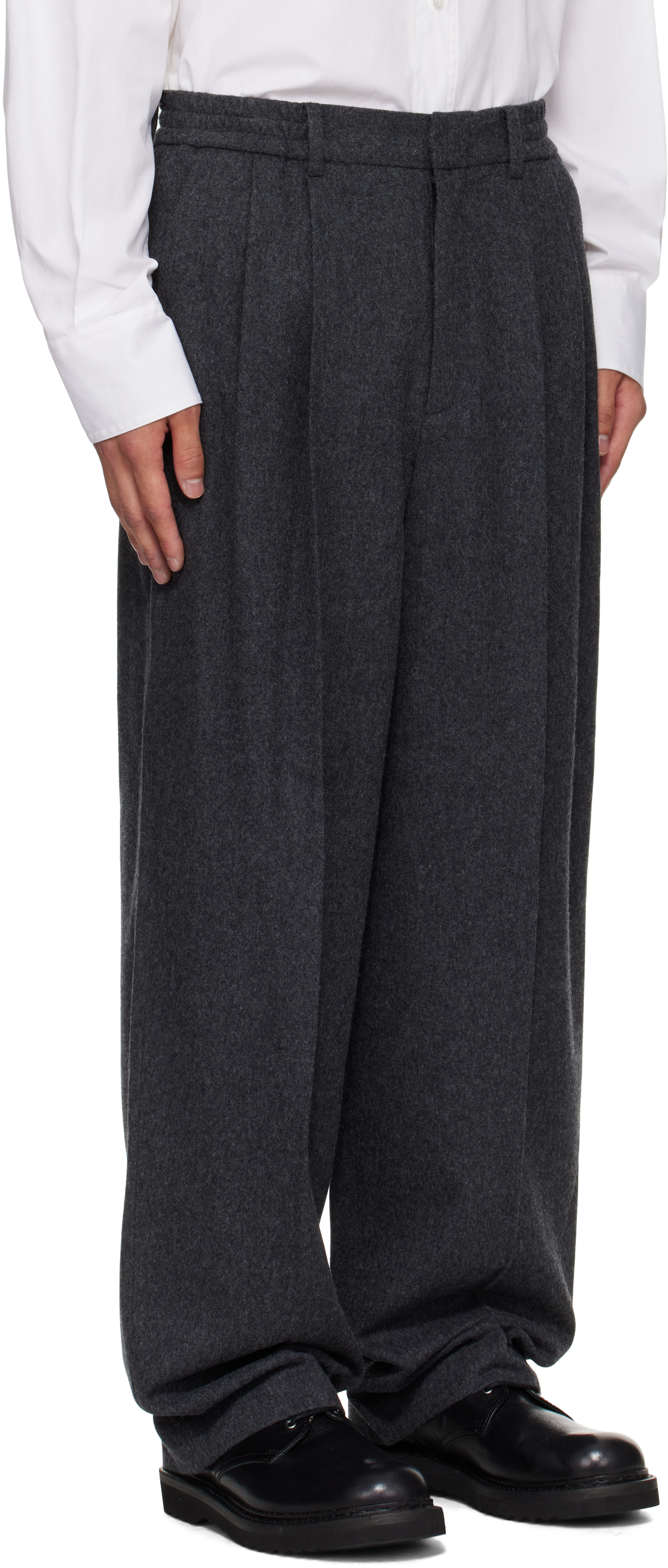 Le17septembre Gray Two Tuck Wide Trousers In Gray