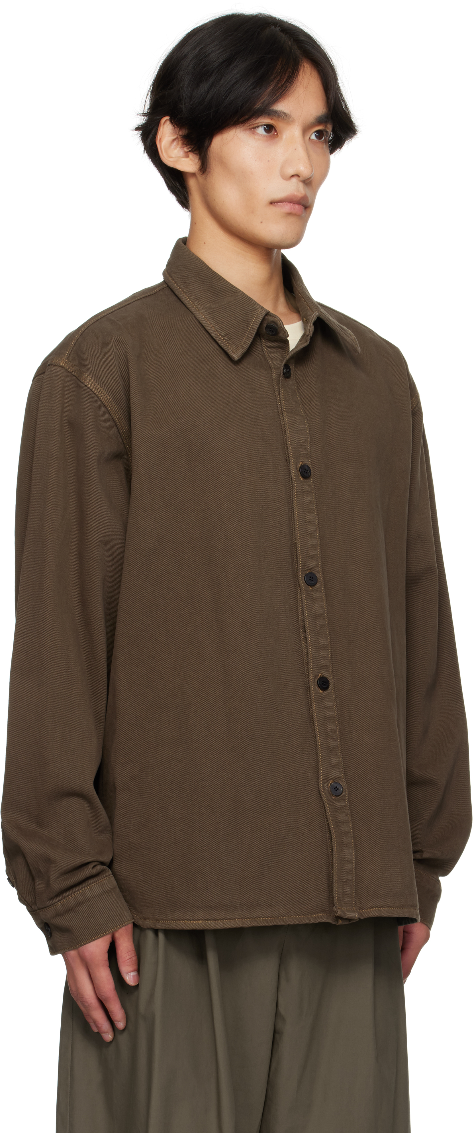 Le17septembre Brown Button Denim Shirt In Brown