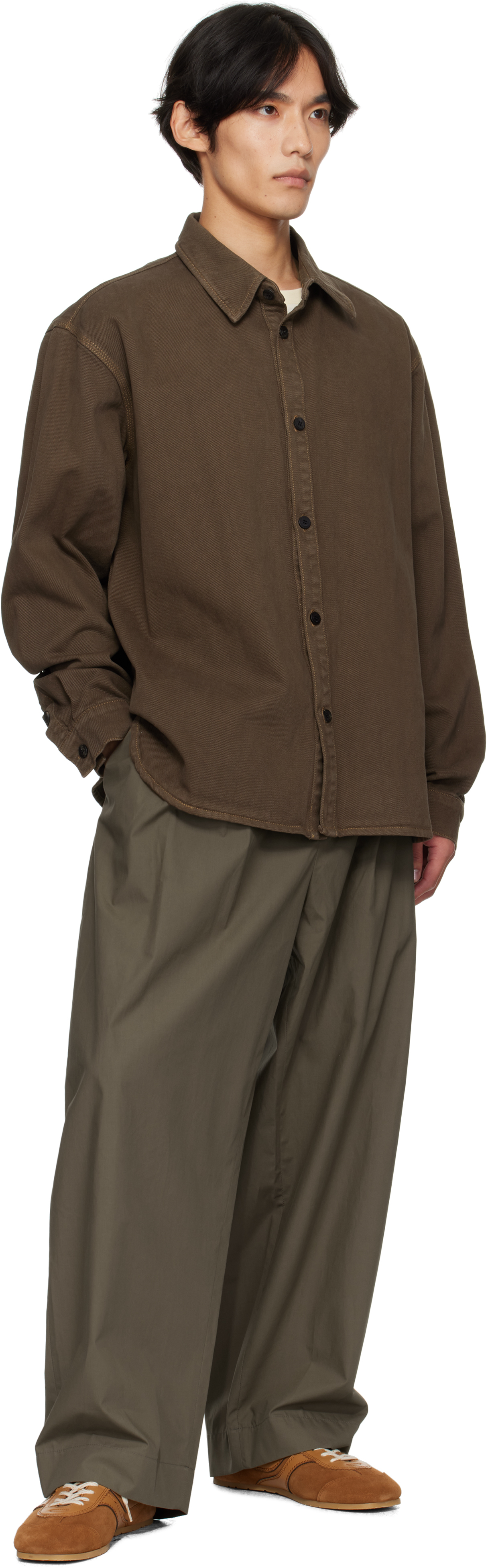 Le17septembre Brown Button Denim Shirt In Brown