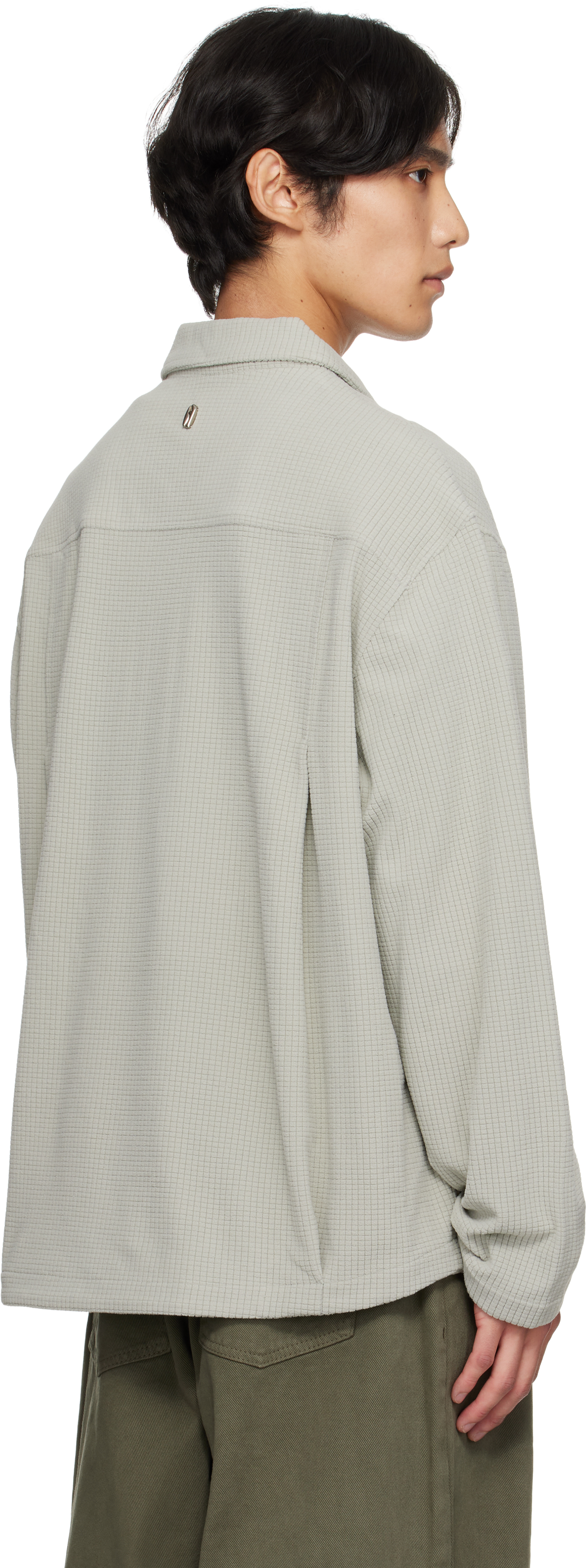 Le17septembre Gray Waffle Half-zip Polo In Neutral