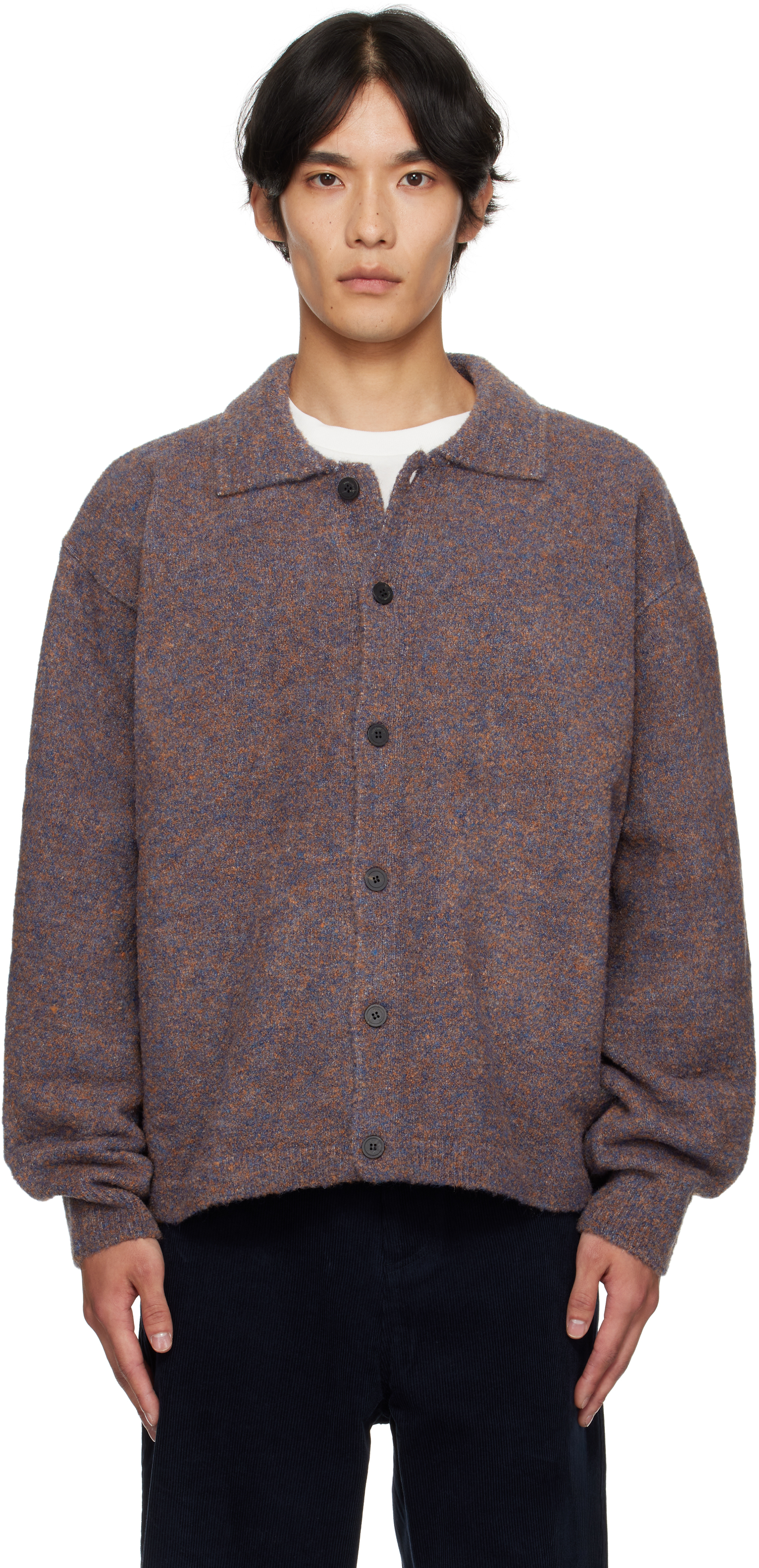 Le17septembre Purple Bouclé Button Down Cardigan In Purple