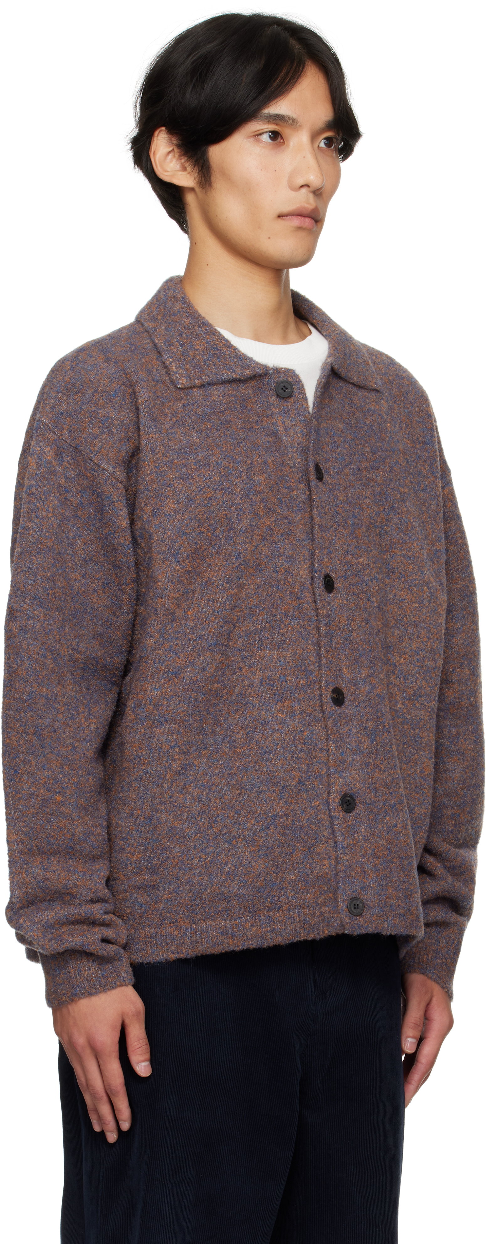 Le17septembre Purple Bouclé Button Down Cardigan In Purple