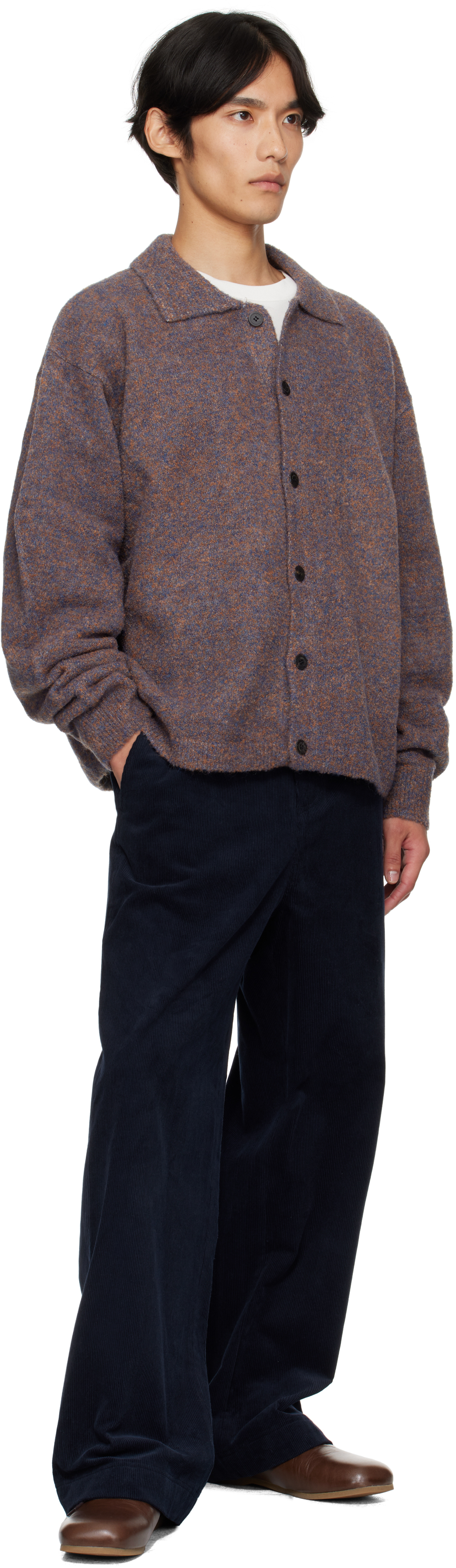 Le17septembre Purple Bouclé Button Down Cardigan In Purple