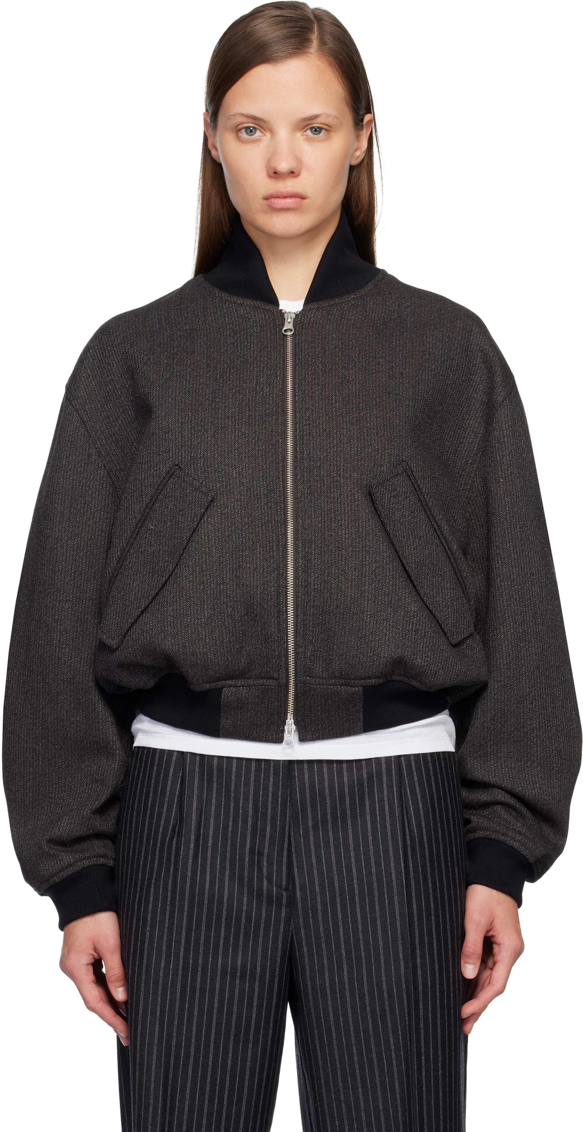 Mfpen Mélange-effect Bomber Jacket In Gray