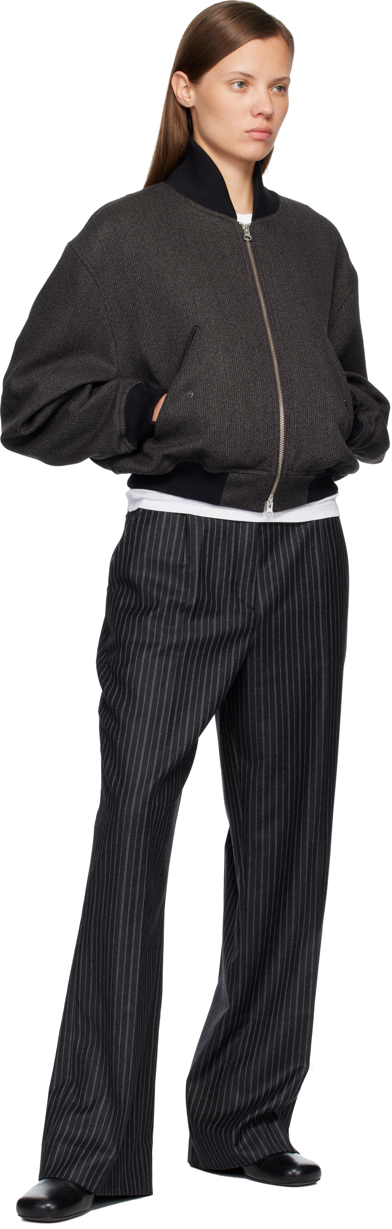 Mfpen Mélange-effect Bomber Jacket In Gray