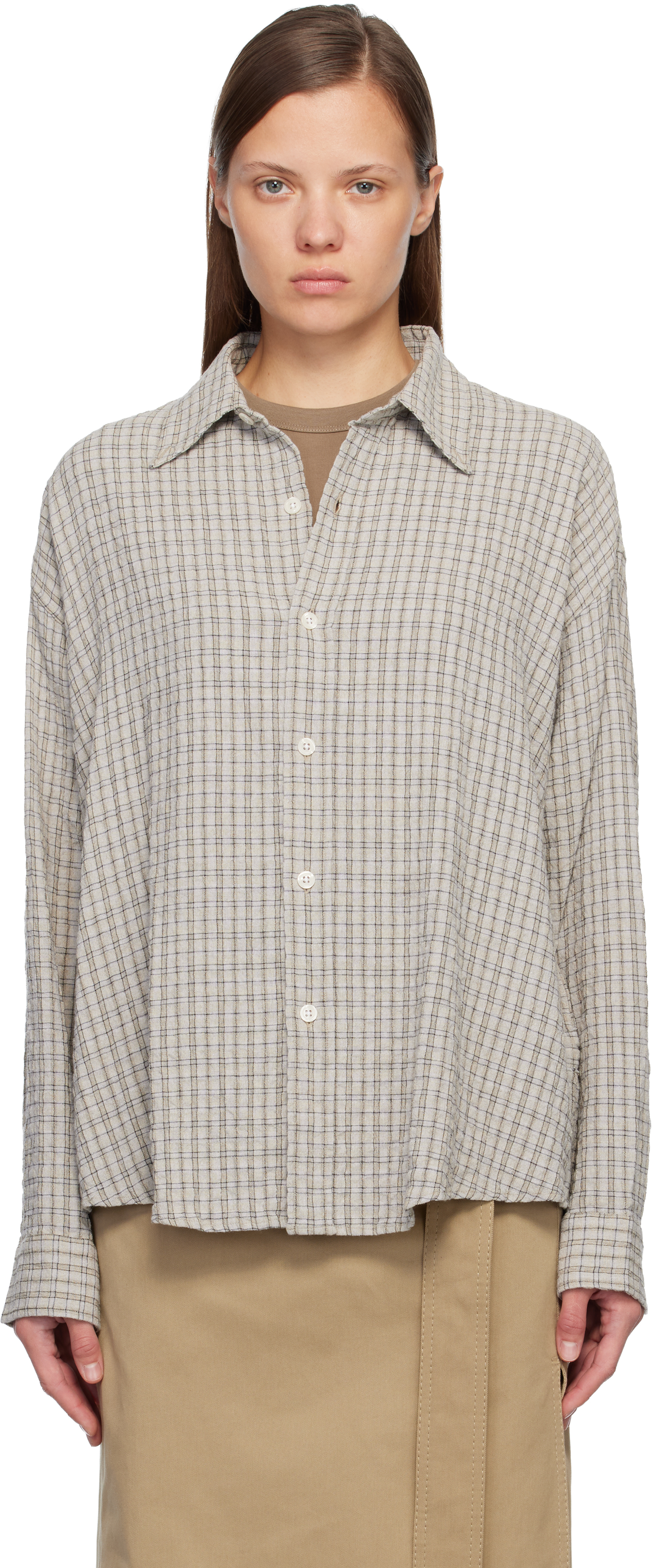 Mfpen Gray Button Down Shirt In Gray