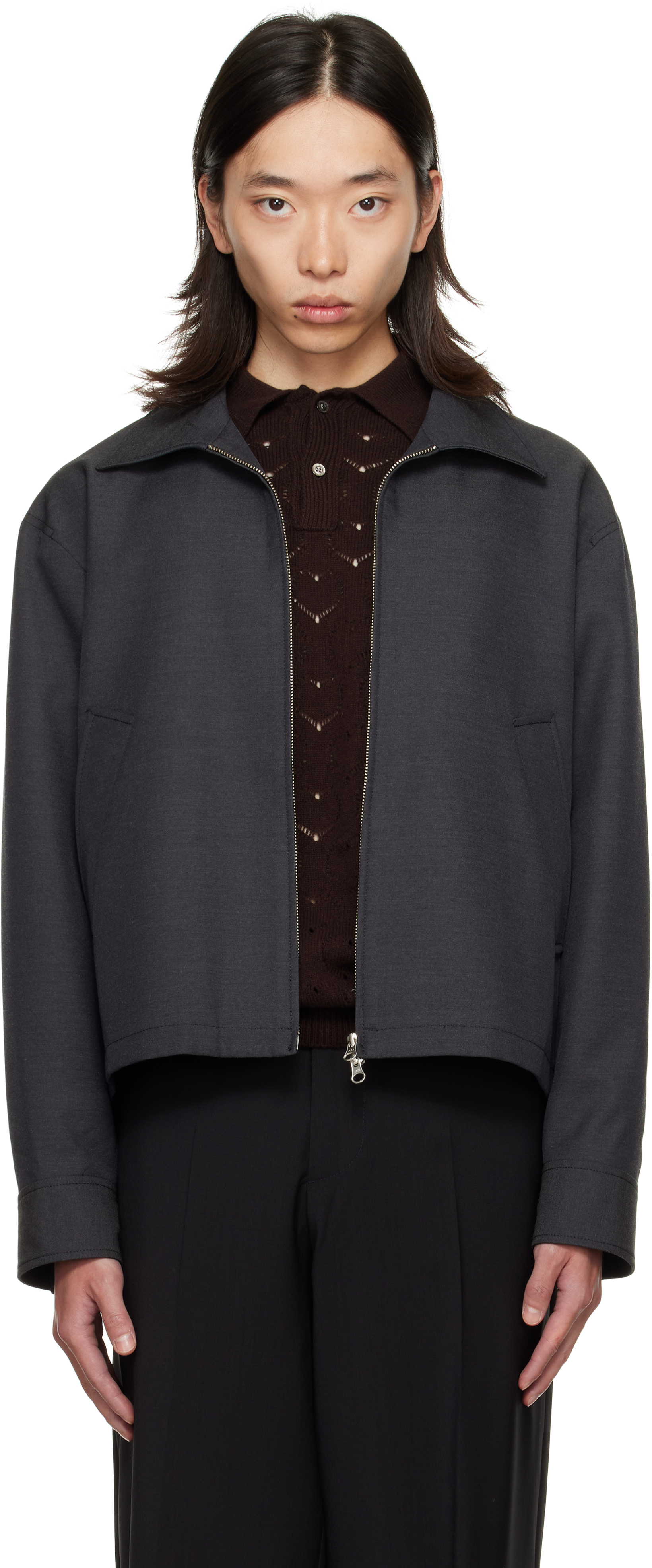 mfpen Navy Check Deco Work Jacket | Smart Closet