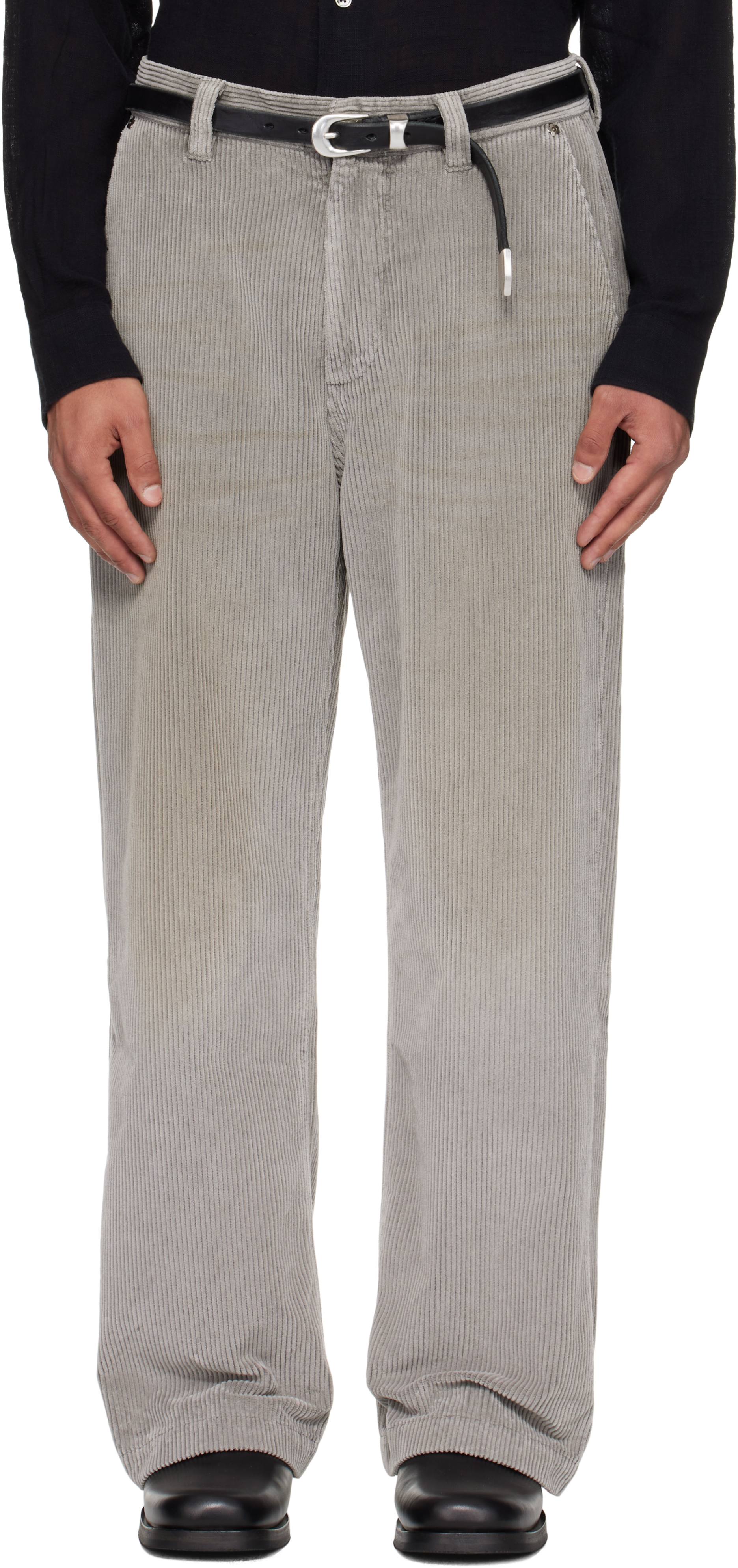 Mfpen Gray Cord Trousers In Gray