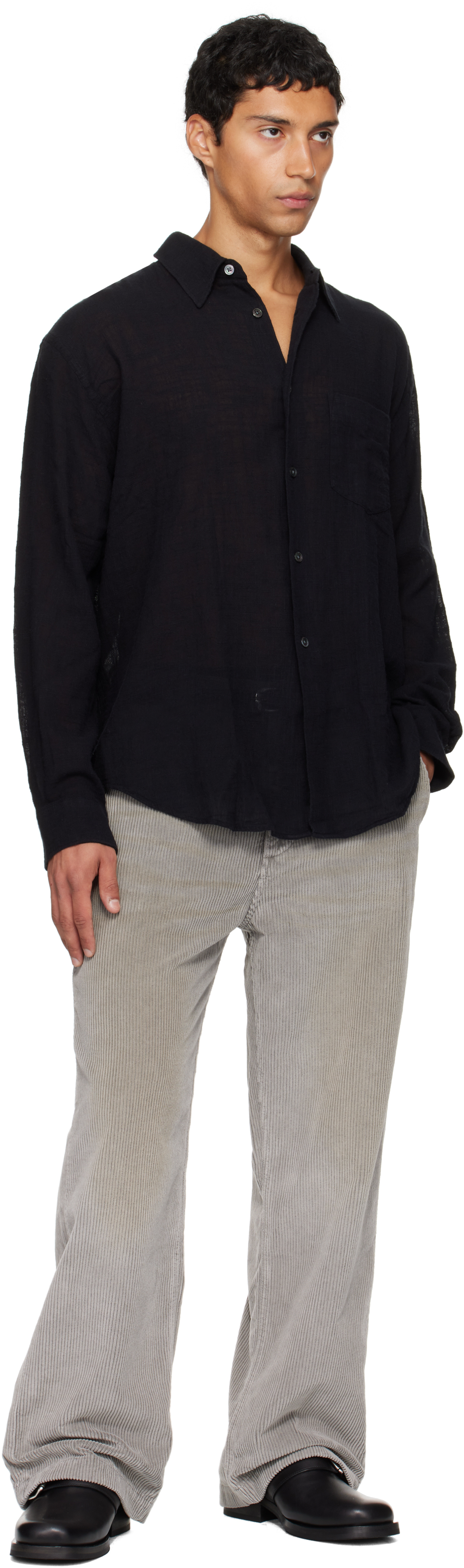 Mfpen Gray Cord Trousers In Gray