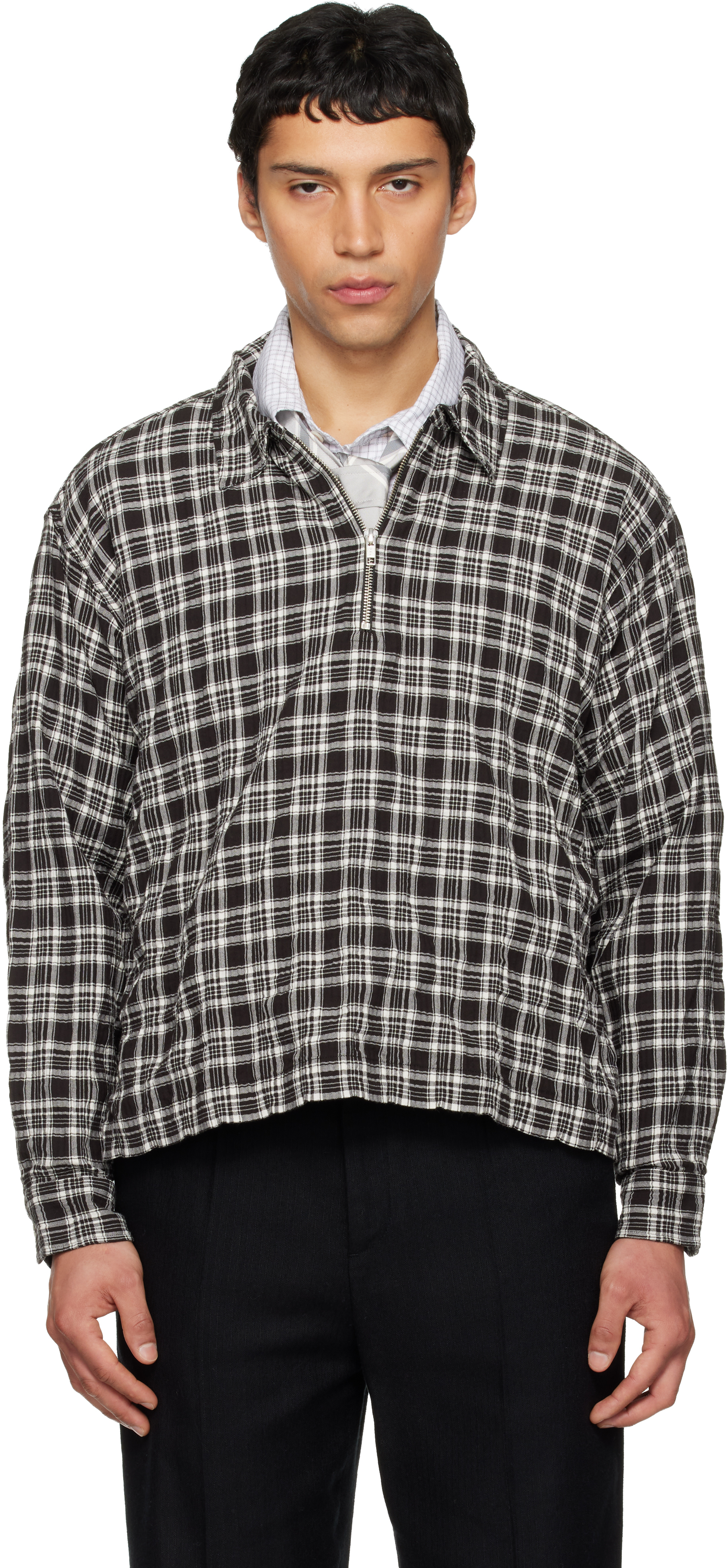 mfpen: ブラック＆ホワイト ハーフジップ シャツ | SSENSE 日本