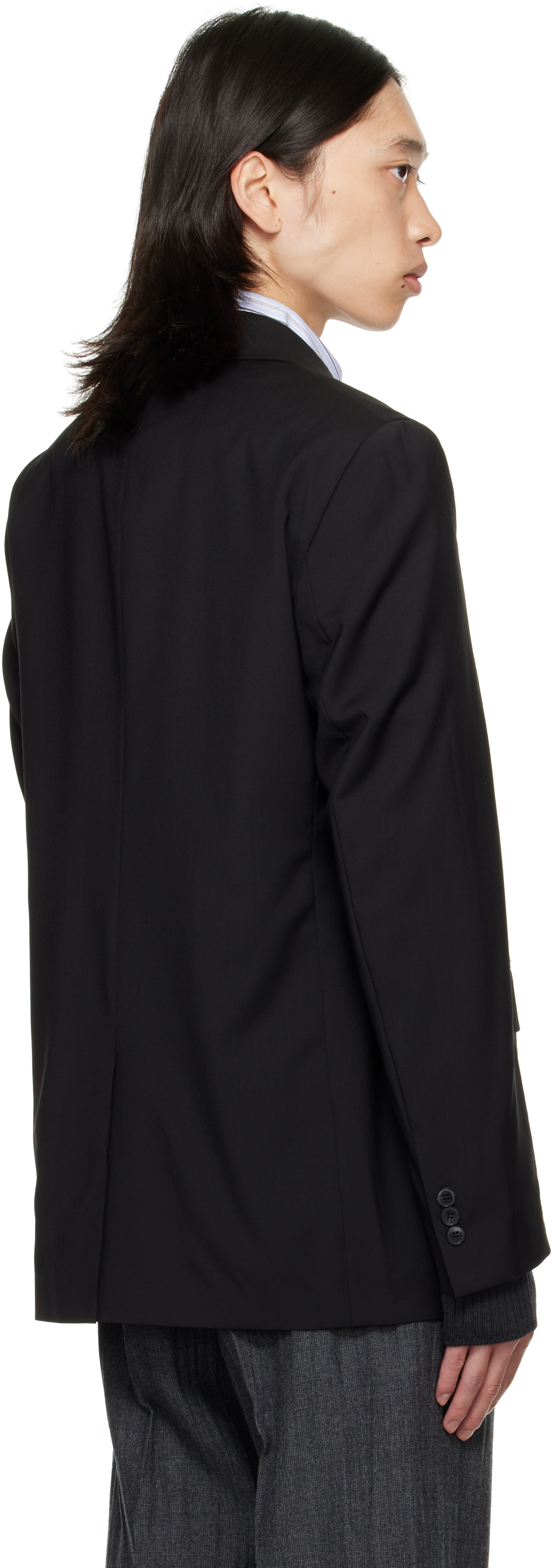 Mfpen Black Double Breasted Blazer In Black