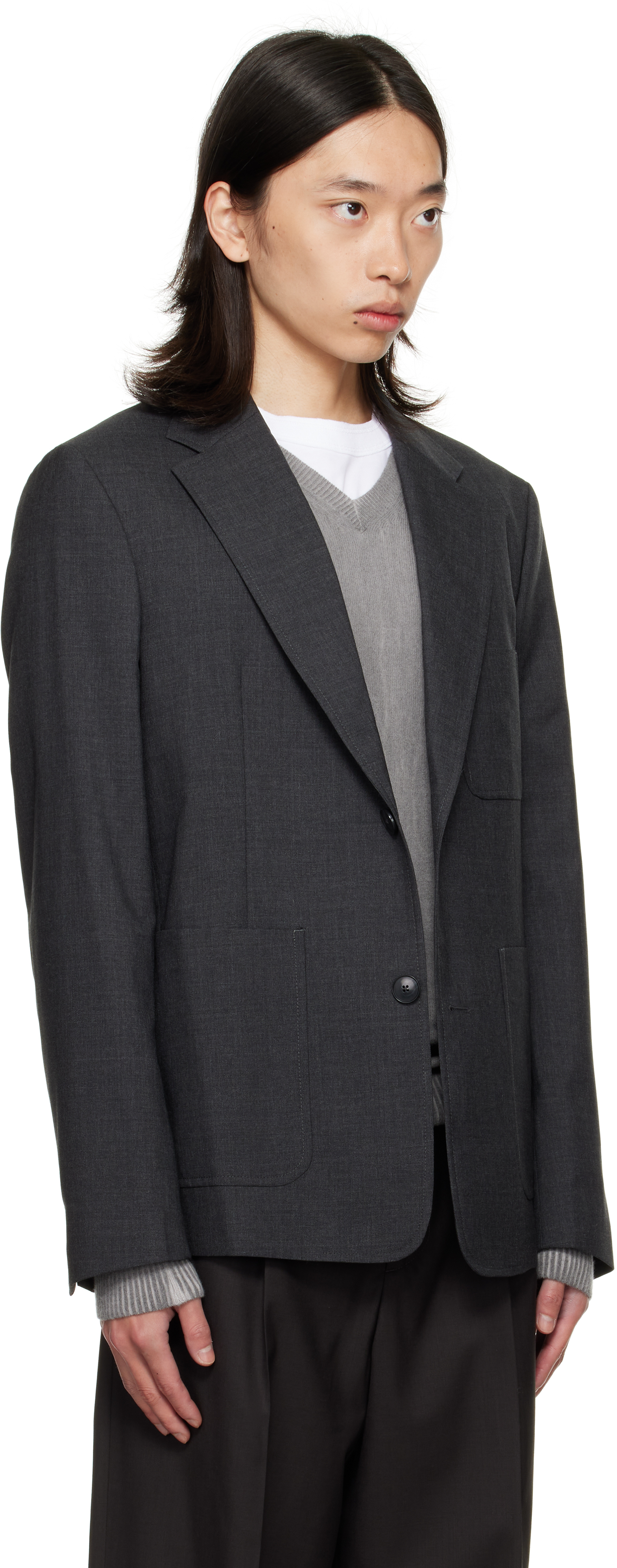 Mfpen Gray Patch Pocket Blazer In Gray