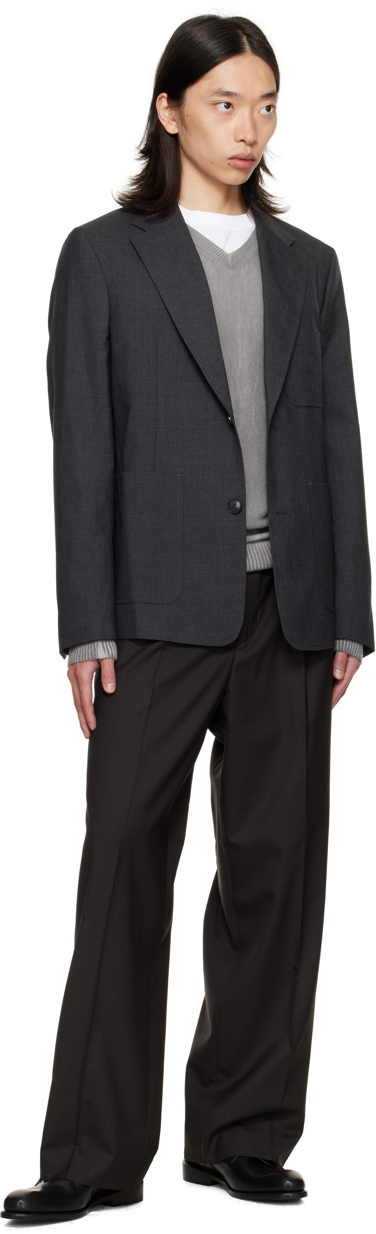 Mfpen Gray Patch Pocket Blazer In Gray