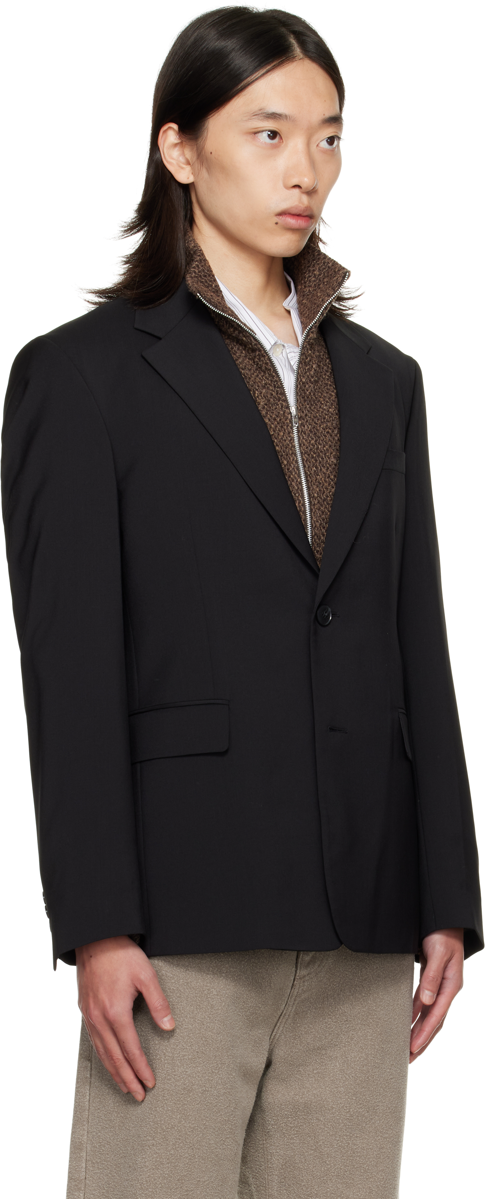 Mfpen Black Single Breasted Blazer In Black