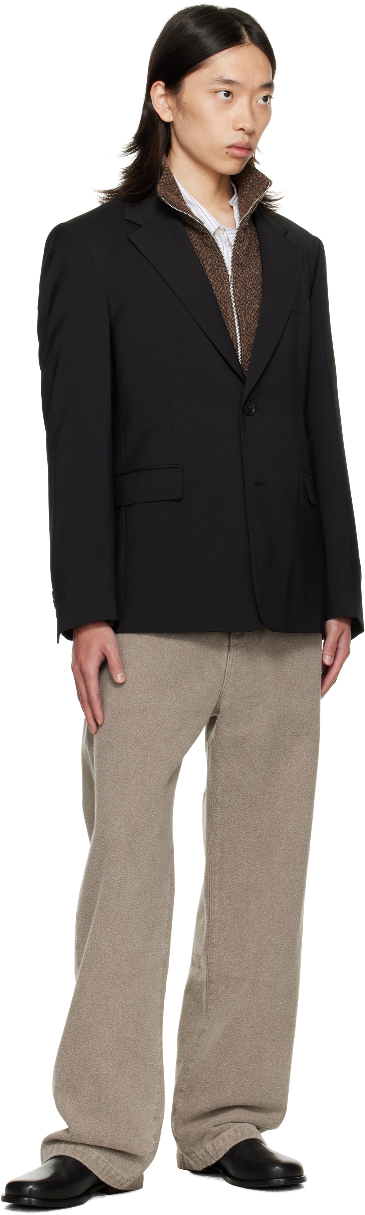 Mfpen Black Single Breasted Blazer In Black