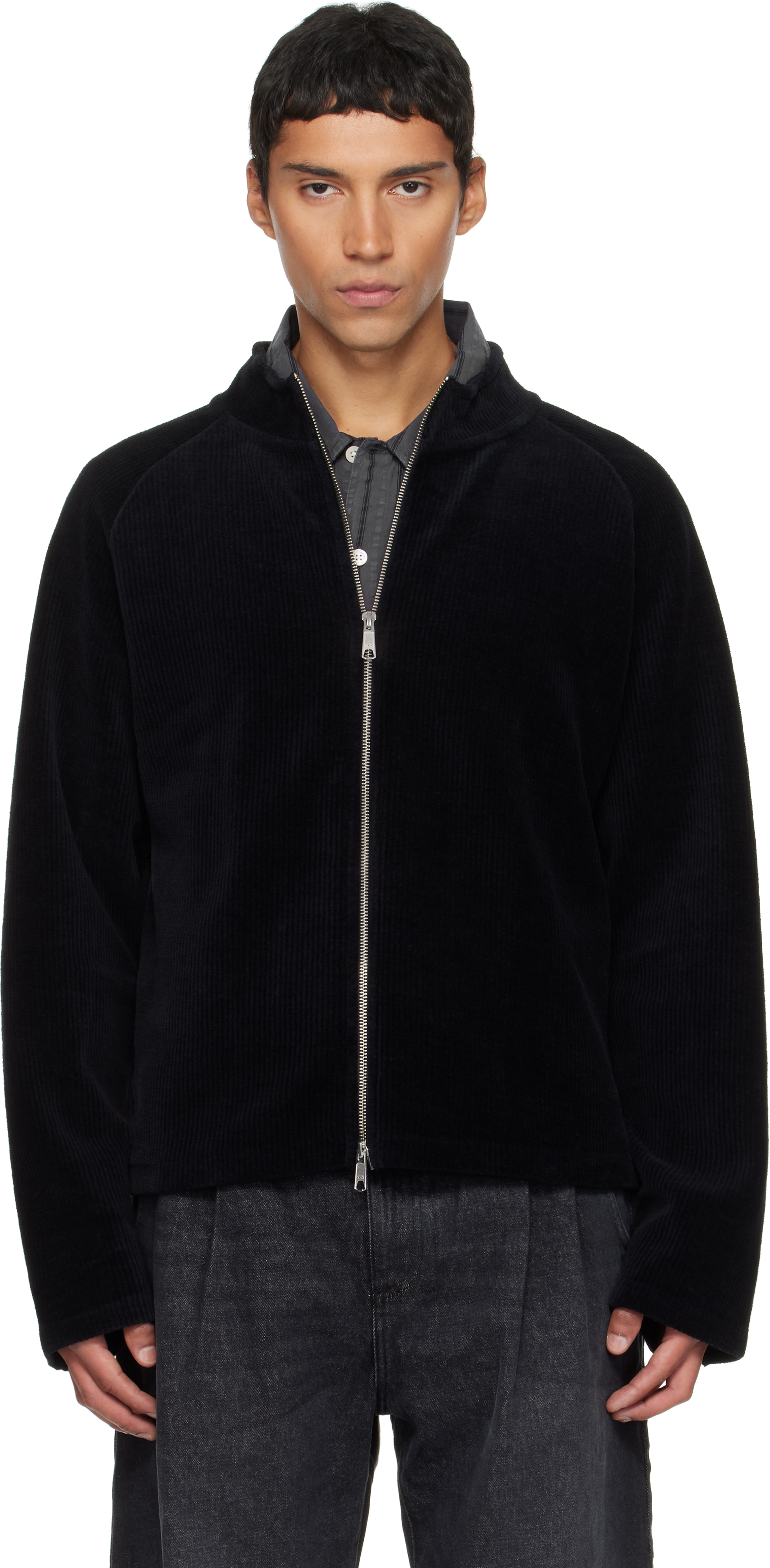Mfpen Black Leisure Zip Up Jacket In Black