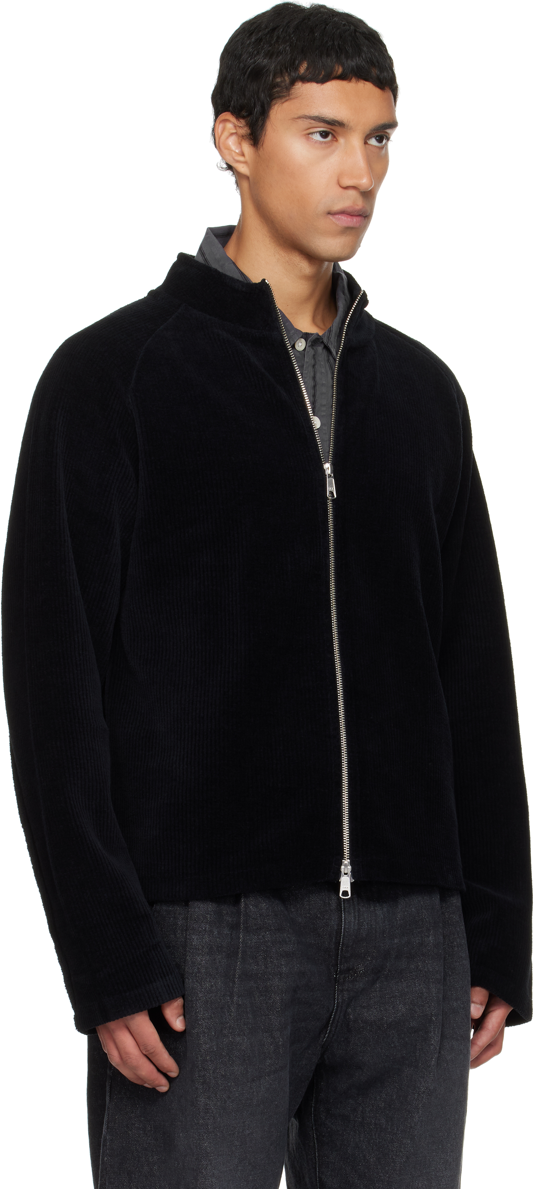 Mfpen Black Leisure Zip Up Jacket In Black