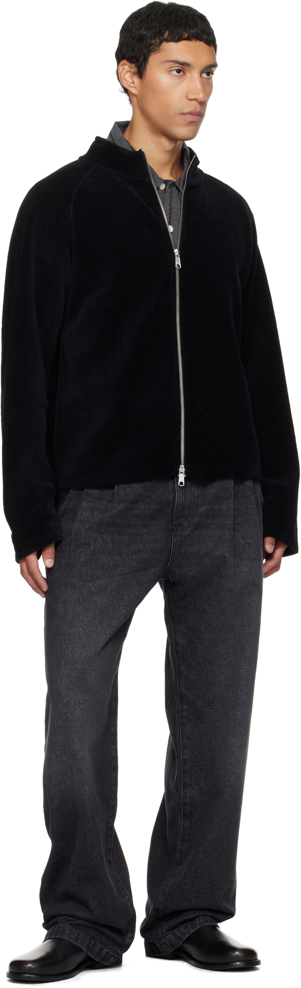Mfpen Black Leisure Zip Up Jacket In Black