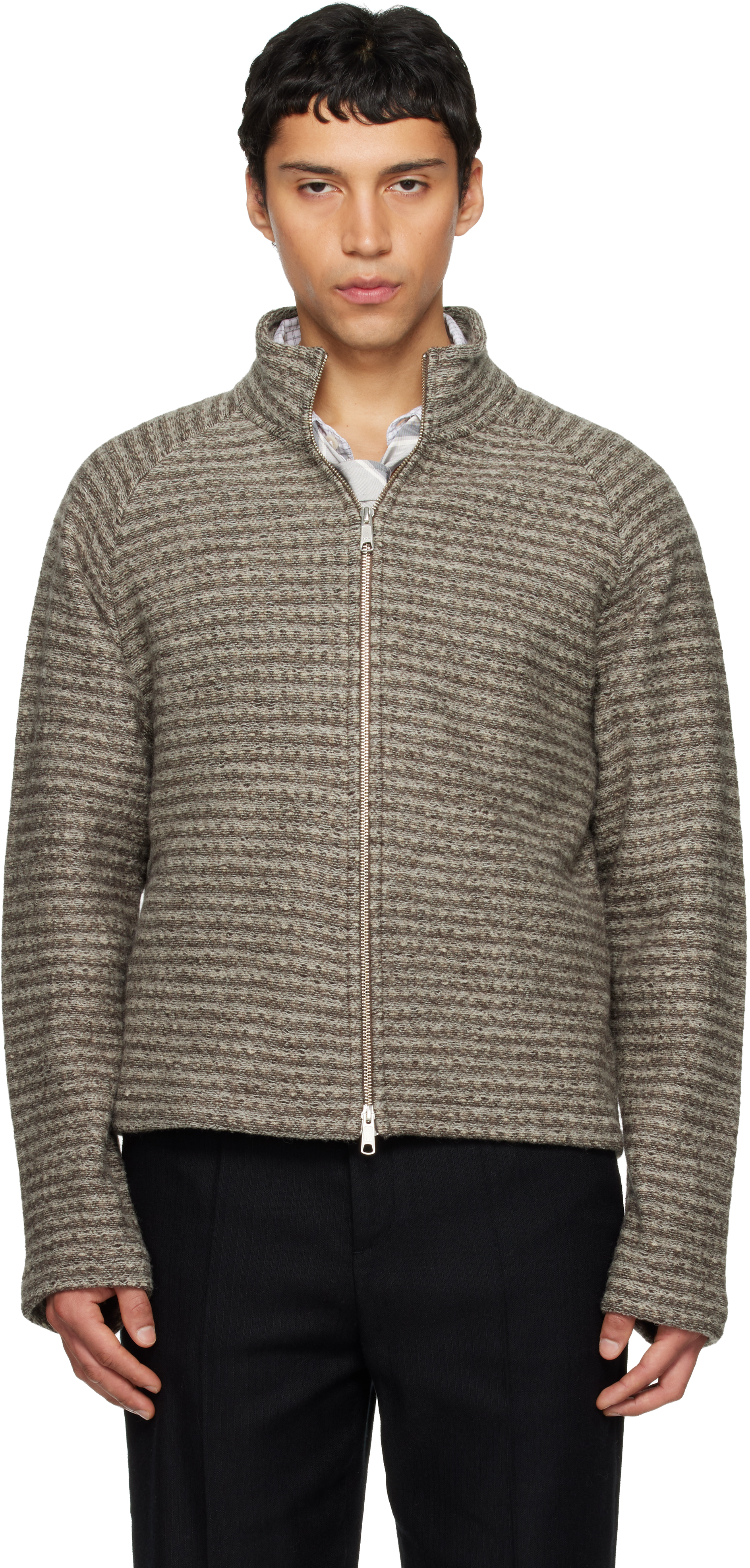 Taupe Leisure Zip Up Jacket by mfpen on Sale