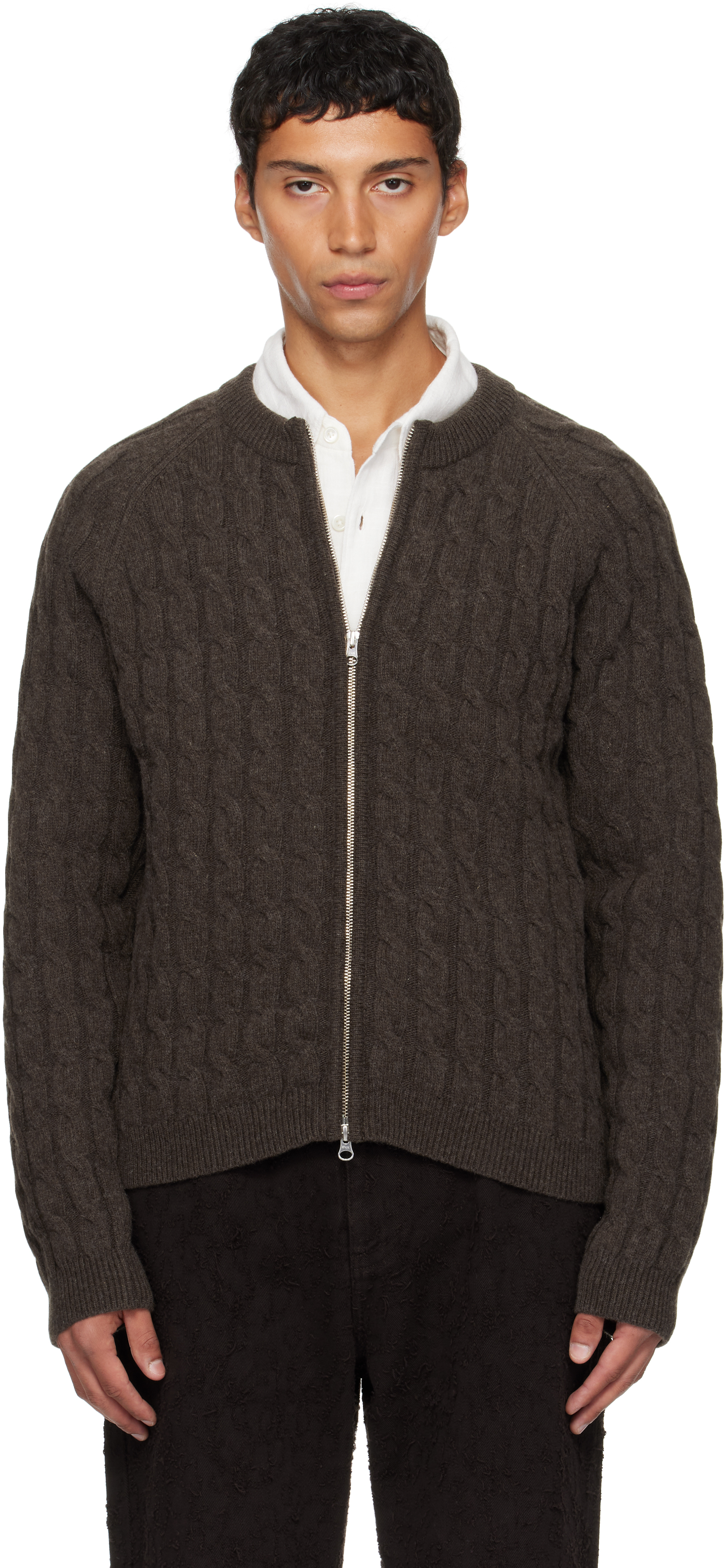 Mfpen Cable-knit Zip Cardigan