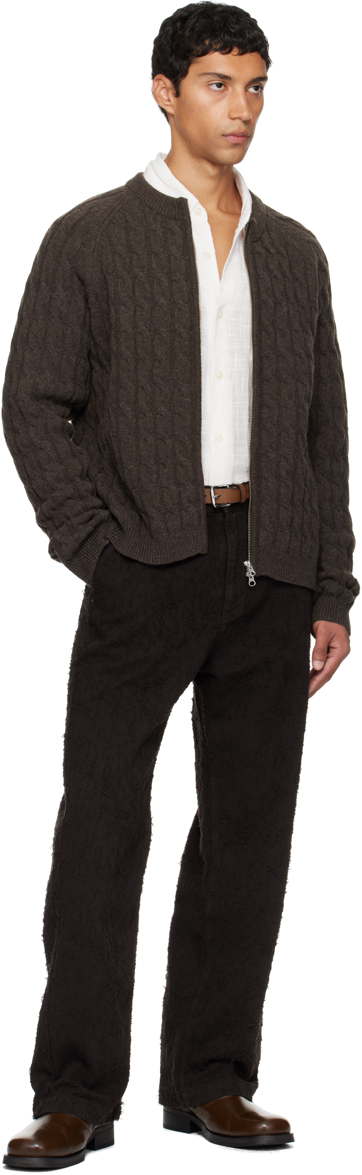 Mfpen Cable-knit Zip Cardigan