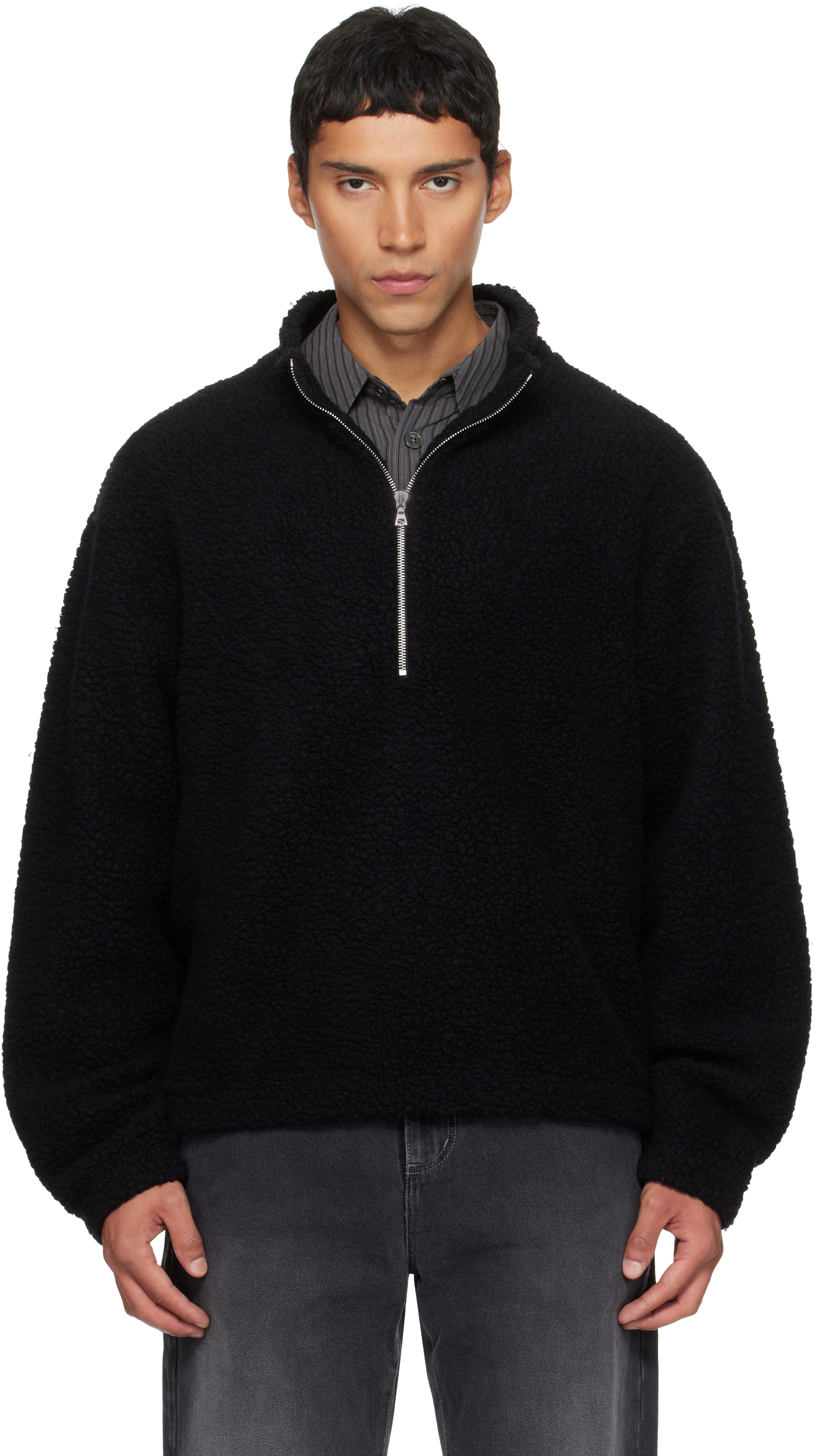 Mfpen Black Common Half Zip Sweater In Multi