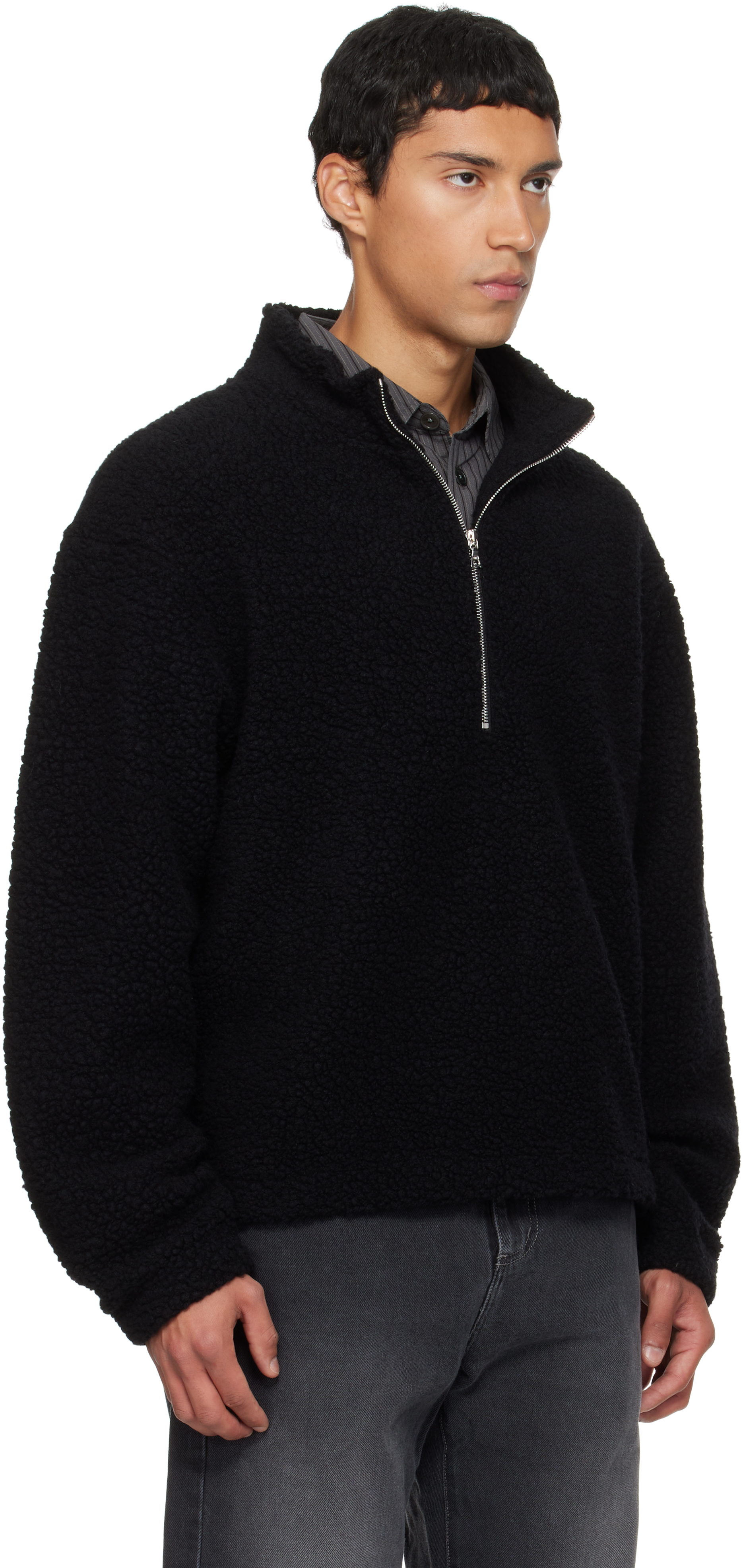 Mfpen Black Common Half Zip Sweater In Multi