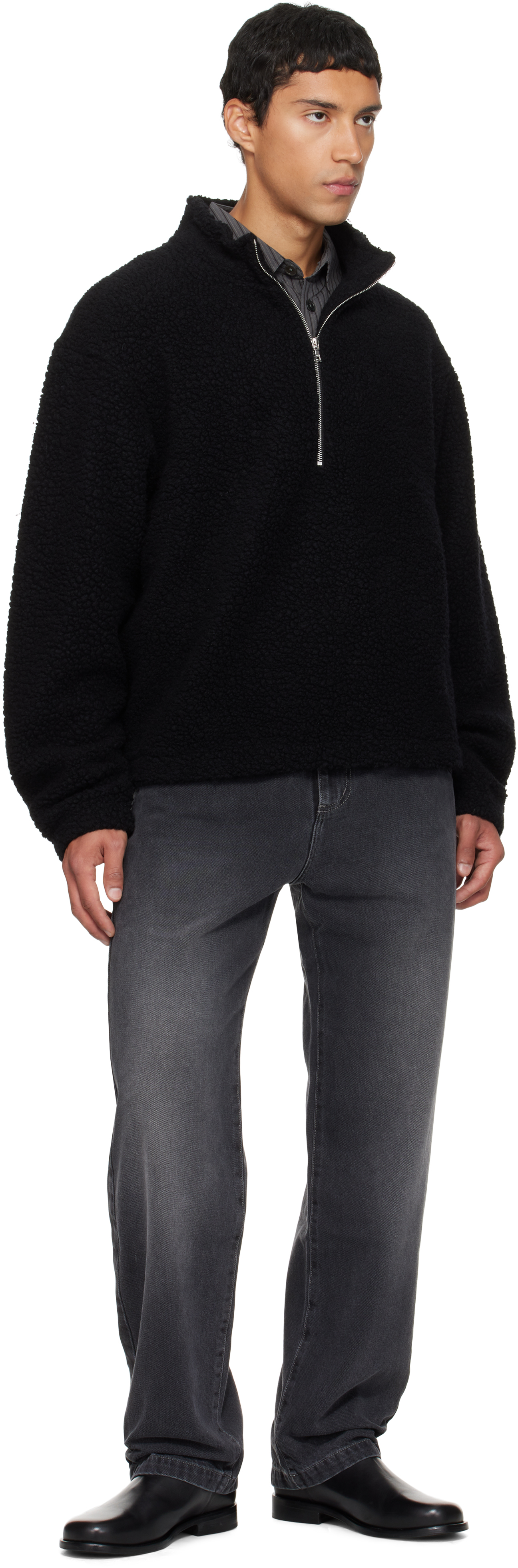 Mfpen Black Common Half Zip Sweater In Multi