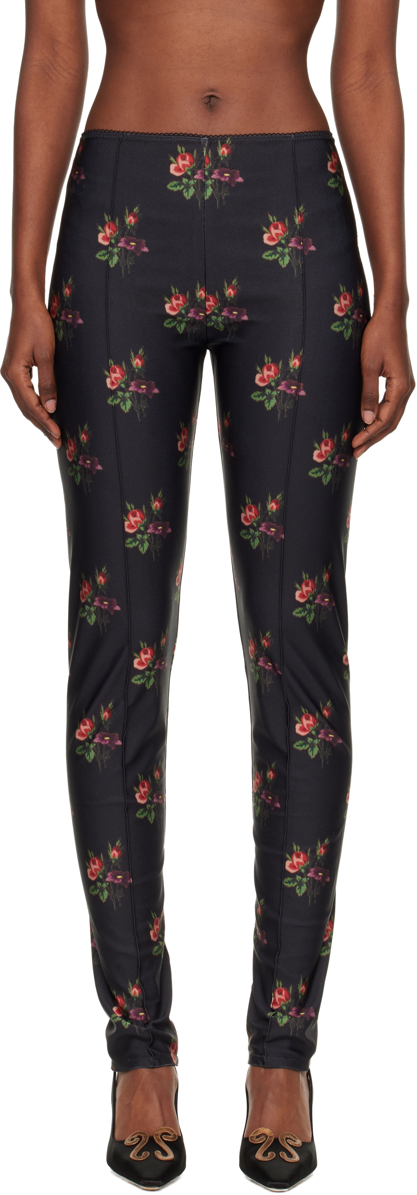 Meryll Rogge Black Floral Jersey Leggings In Black