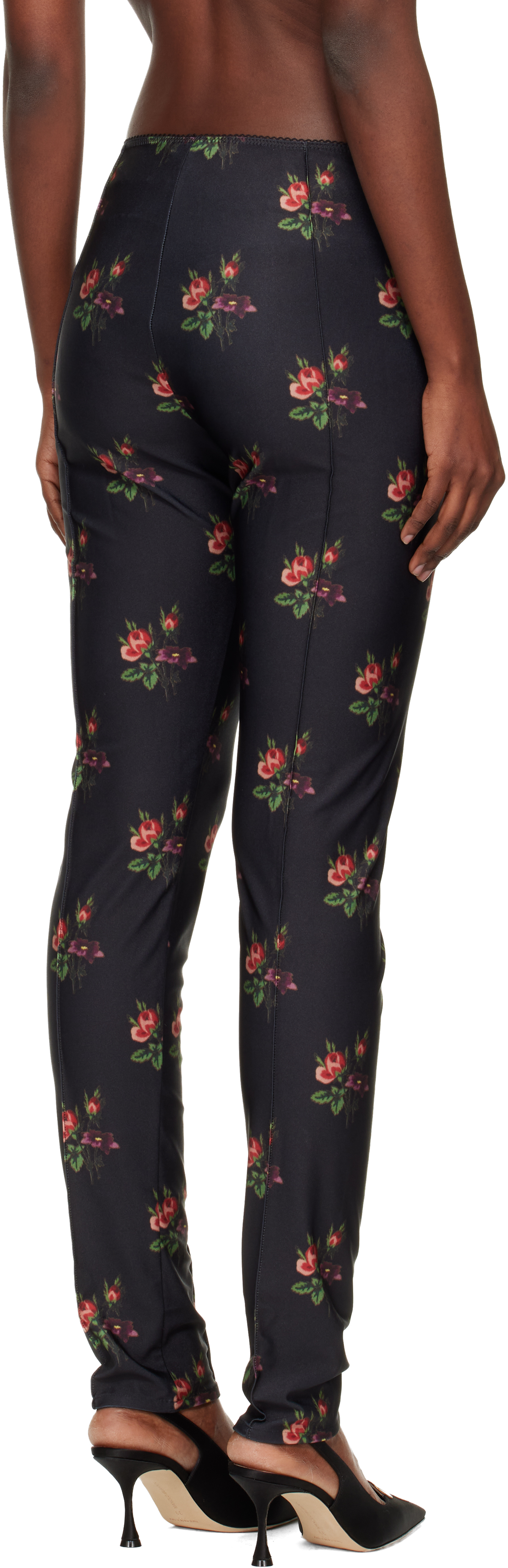 Meryll Rogge Black Floral Jersey Leggings In Black