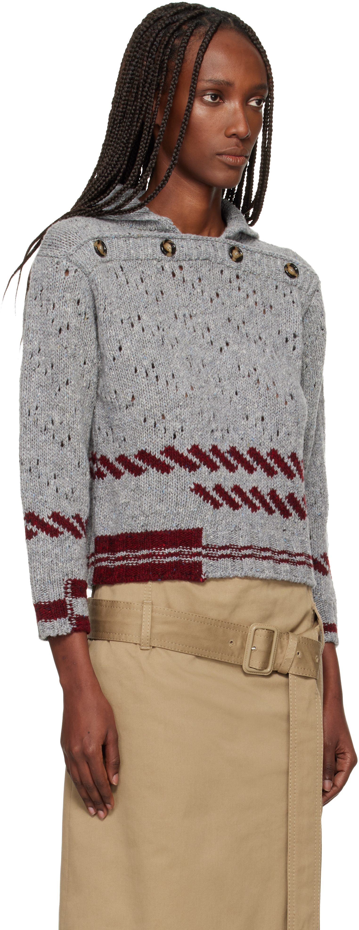 Meryll Rogge Gray Shetland Wool Shrunken Sailor Sweater In Gray