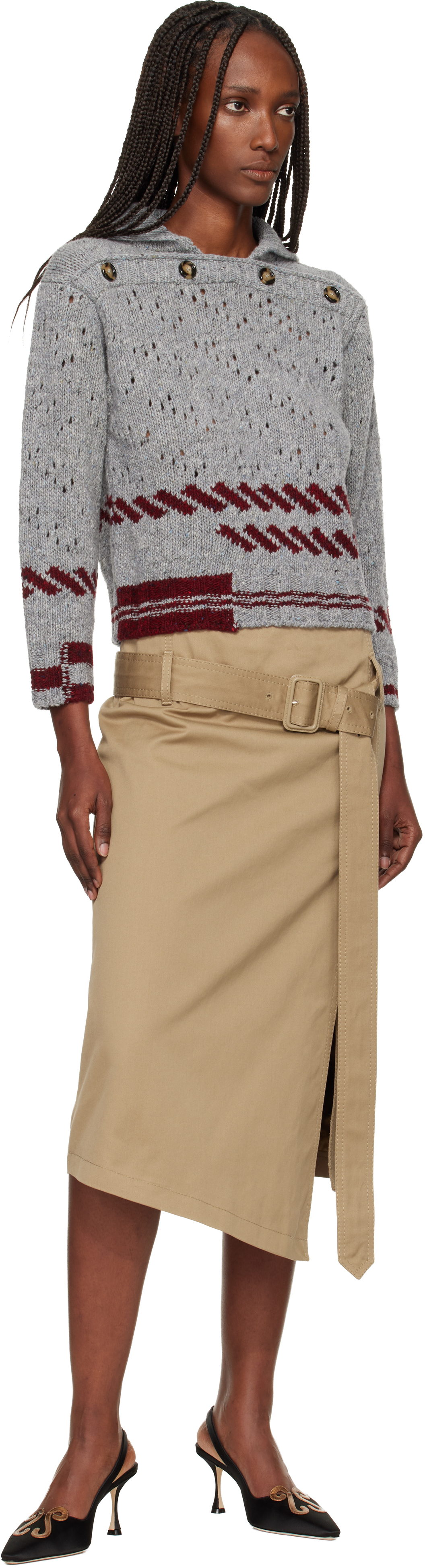 Meryll Rogge Gray Shetland Wool Shrunken Sailor Sweater In Gray