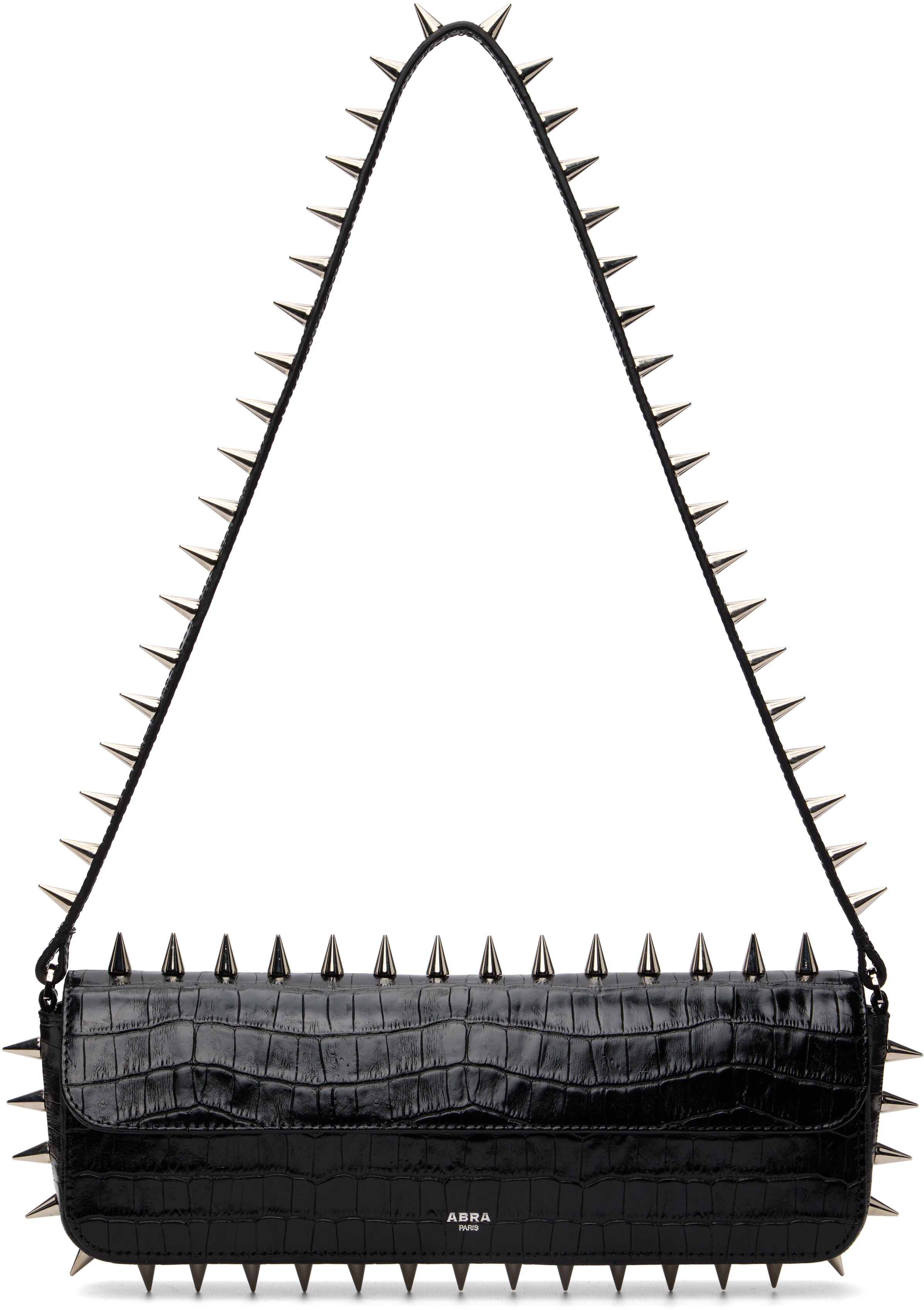 Black Spike Baguette Bag
