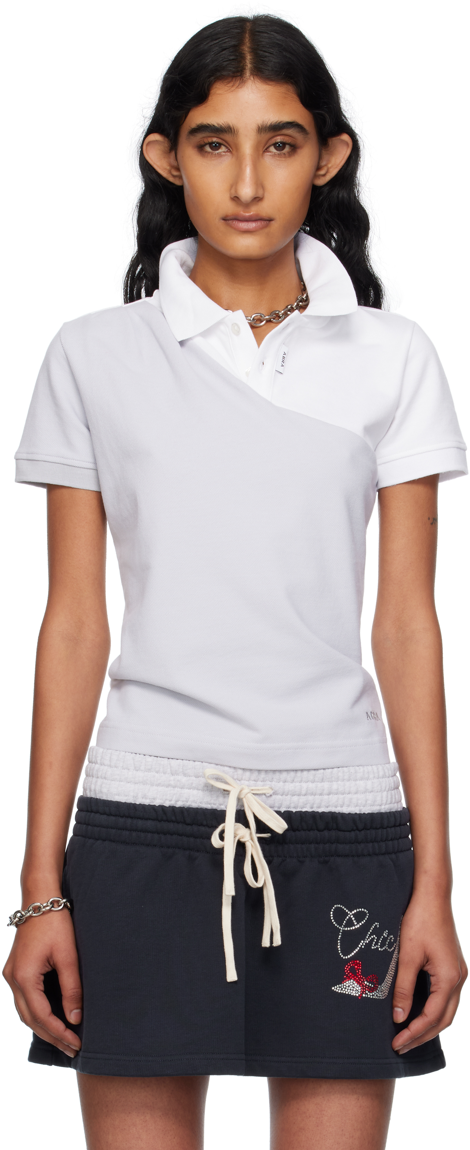 SSENSE Exclusive White & Gray Shoulder Polo
