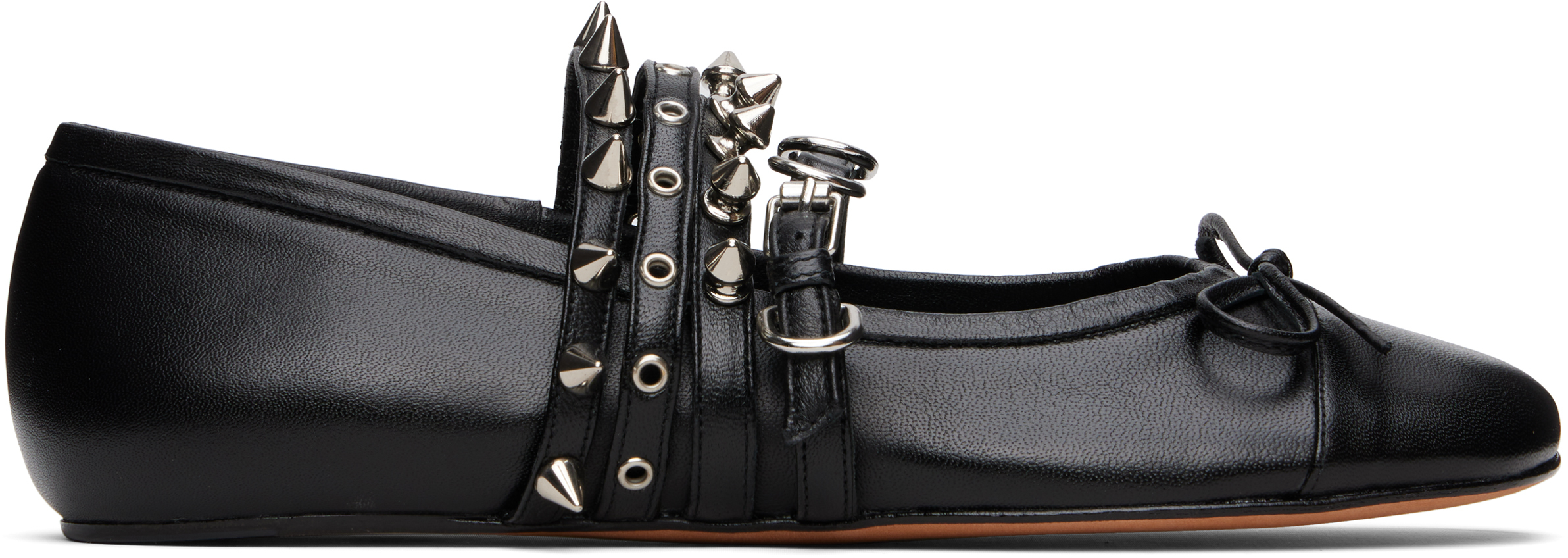 Black Spike Ballerina Flats