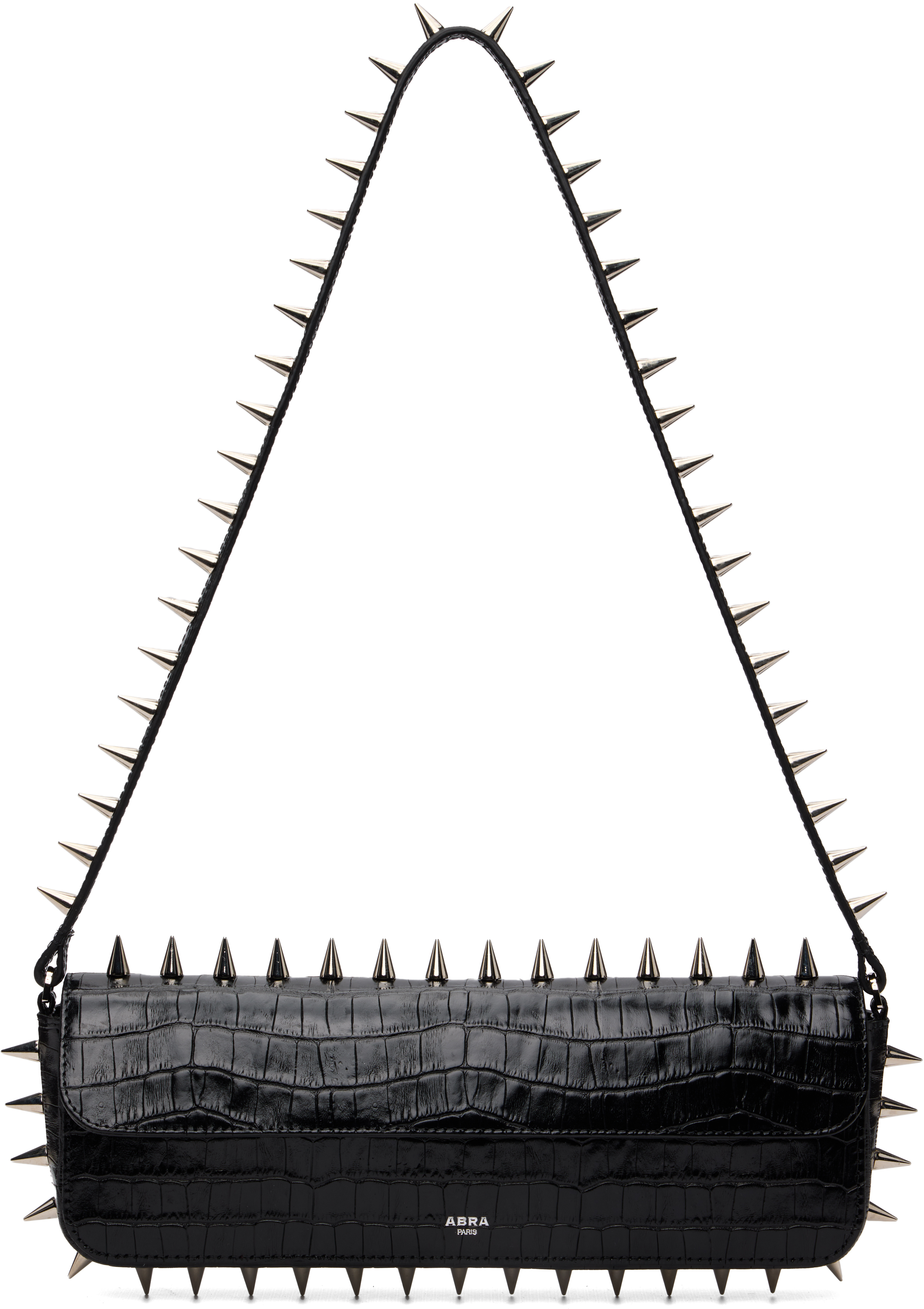 Black Spike Baguette Bag