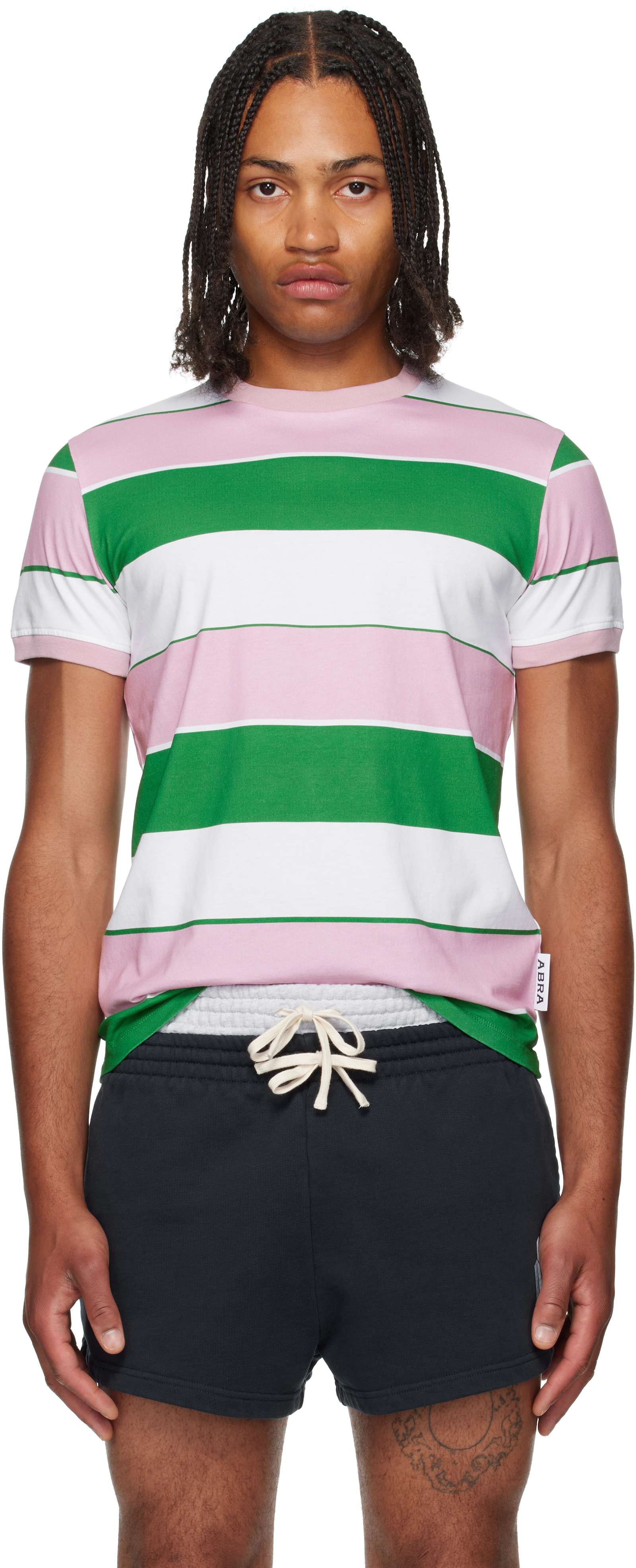 SSENSE Exclusive Green & Pink Striped T-Shirt