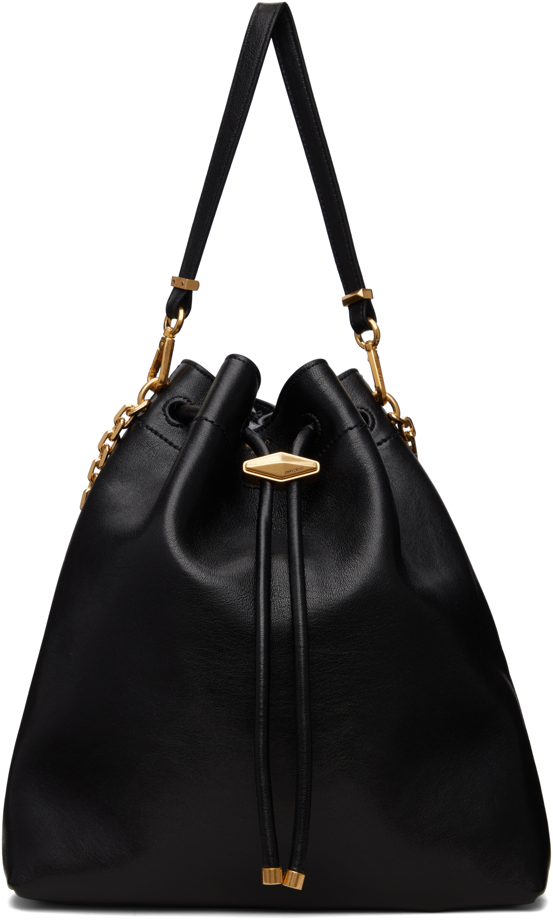 Jimmy Choo Black Cinch Bucket Chain Bag