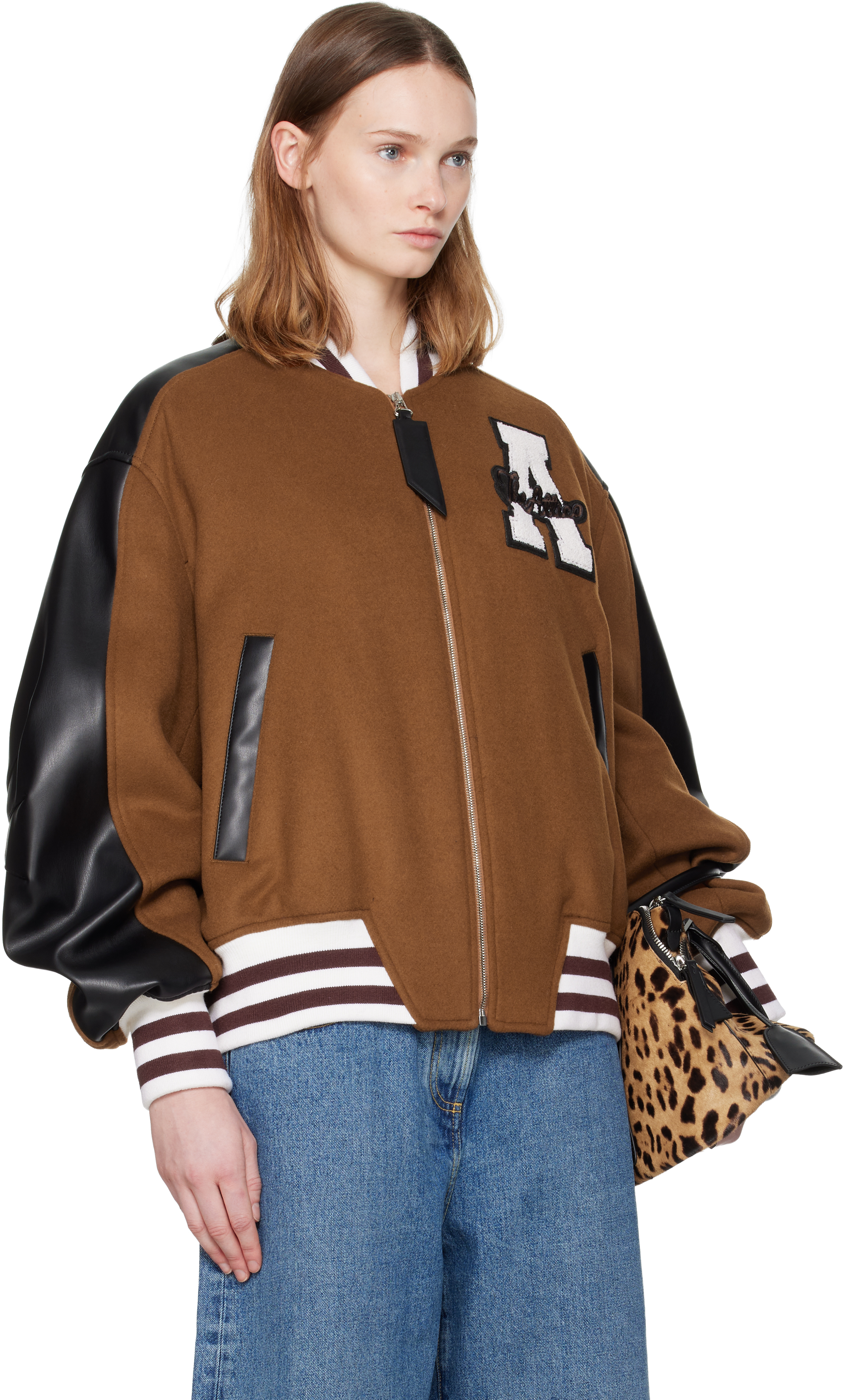 Attico Tan Wool Bomber Jacket