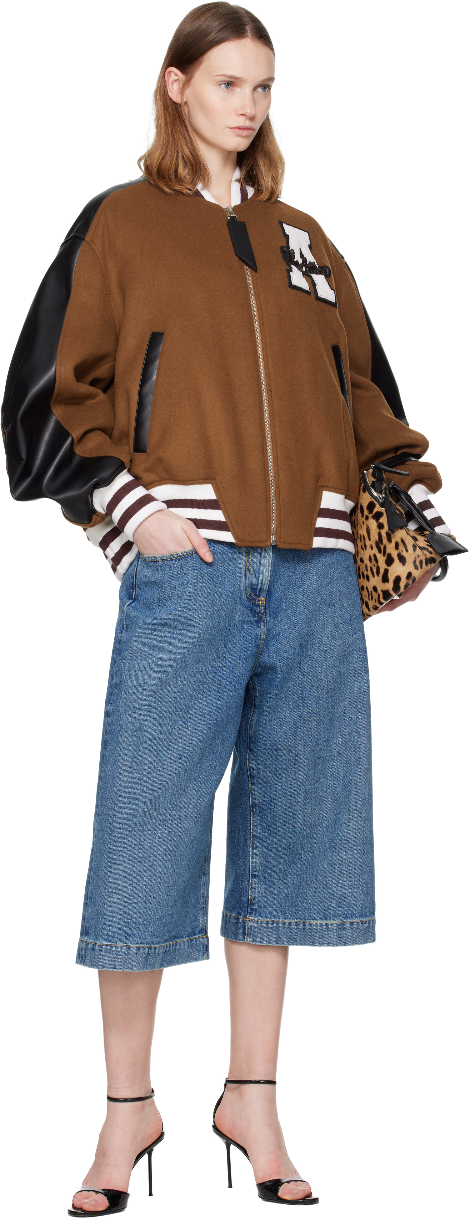 Attico Tan Wool Bomber Jacket