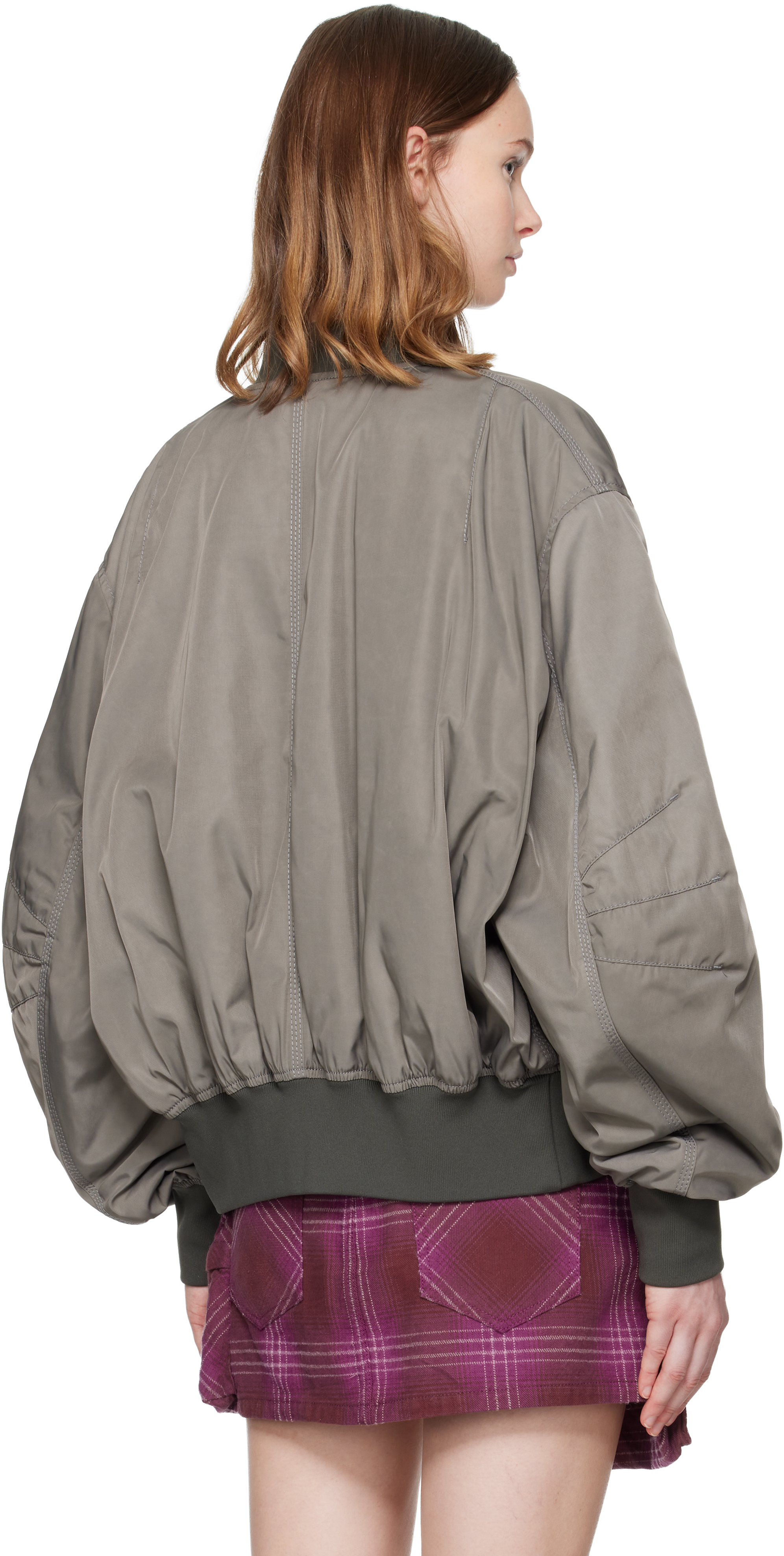 Attico Gray Anja Bomber Jacket In Gray