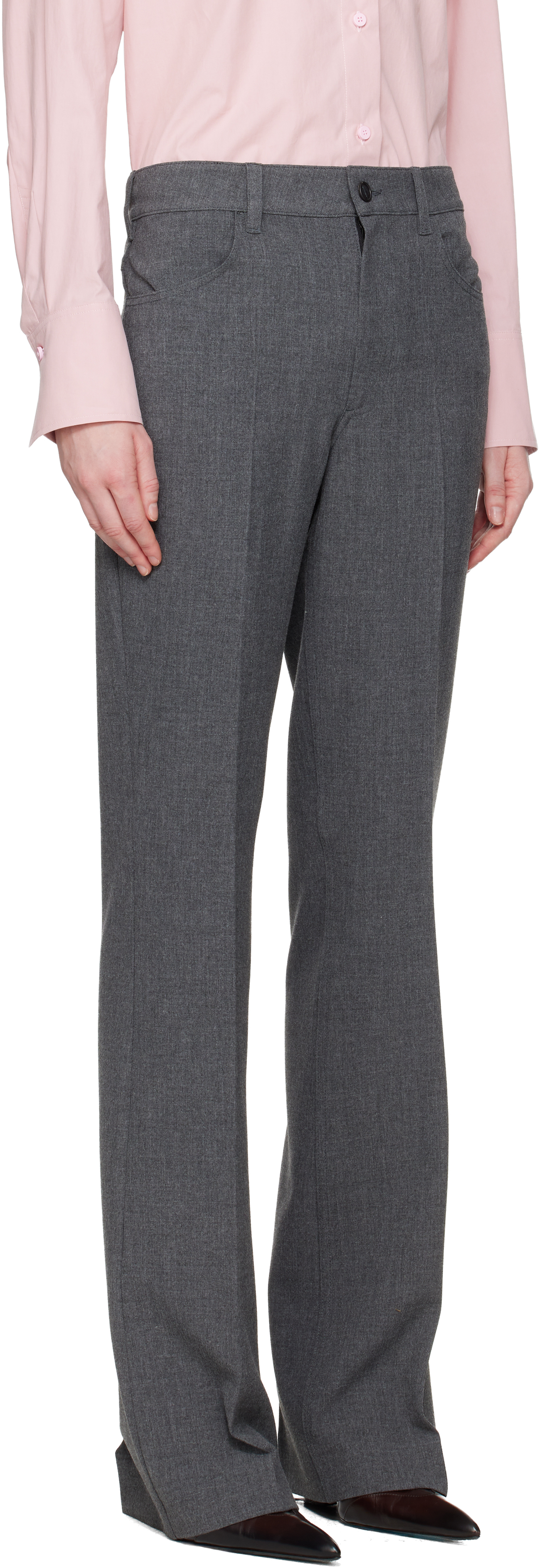 Attico Gray Long Trousers In Gray