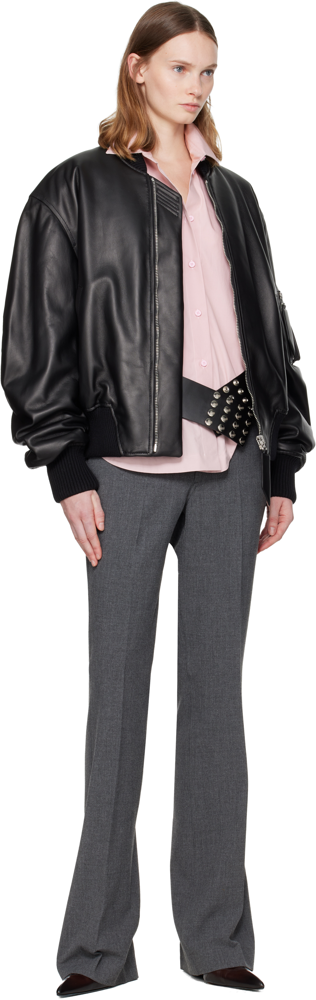 Attico Gray Long Trousers In Gray