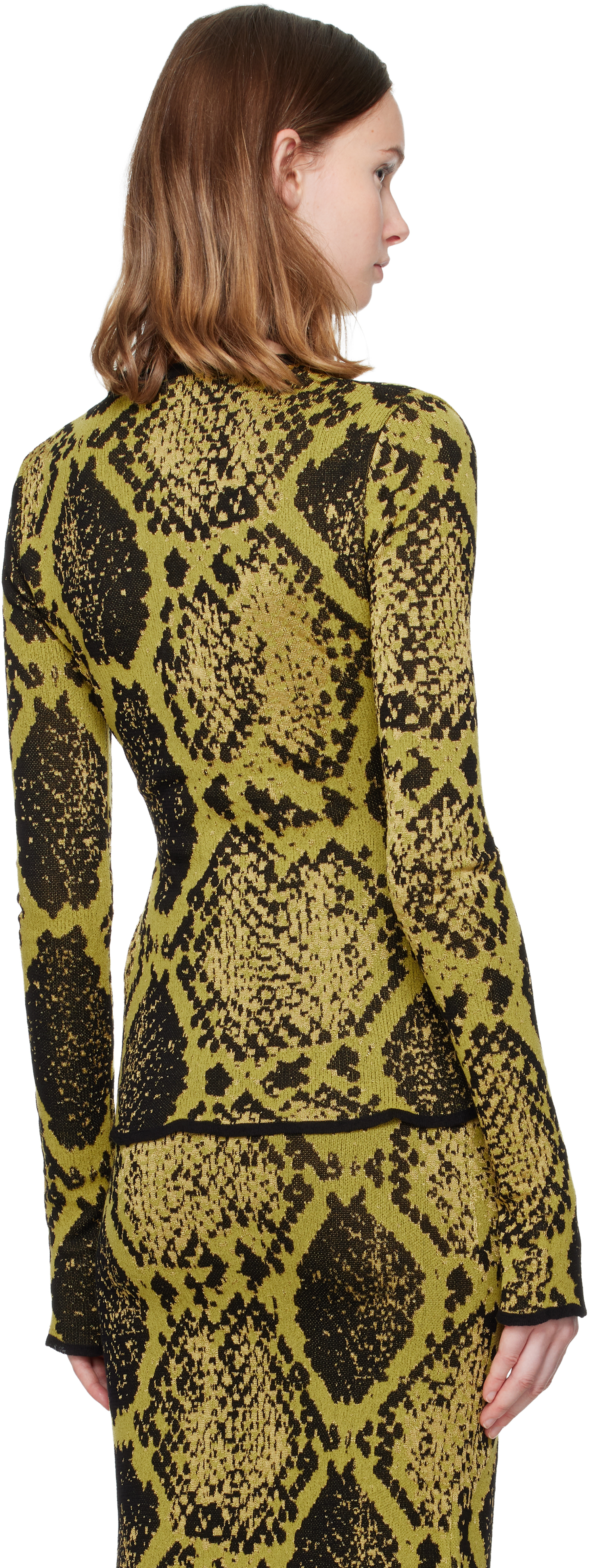 Attico Python Jacquard Cardigan Sweaters And Cardigans Yellow In Green