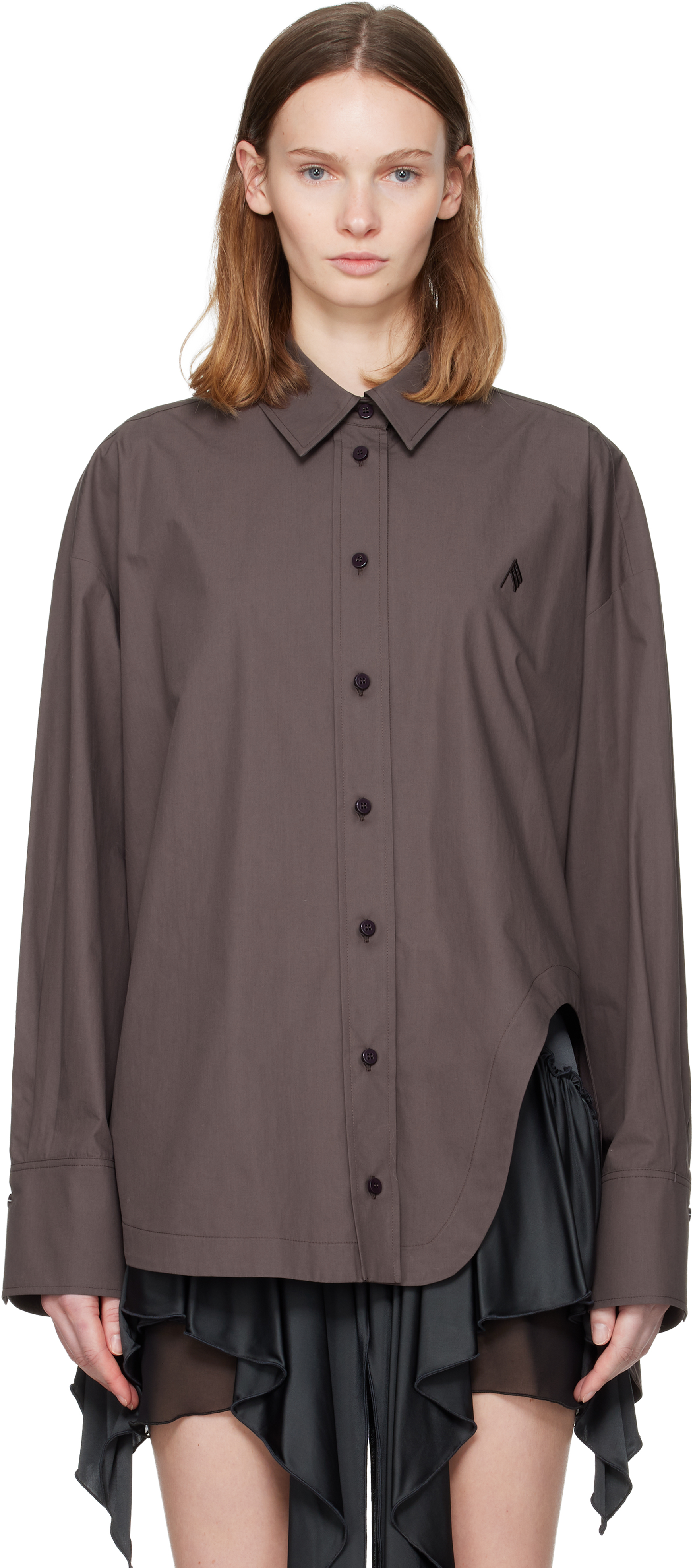 Attico Brown Diana Shirt In Gray
