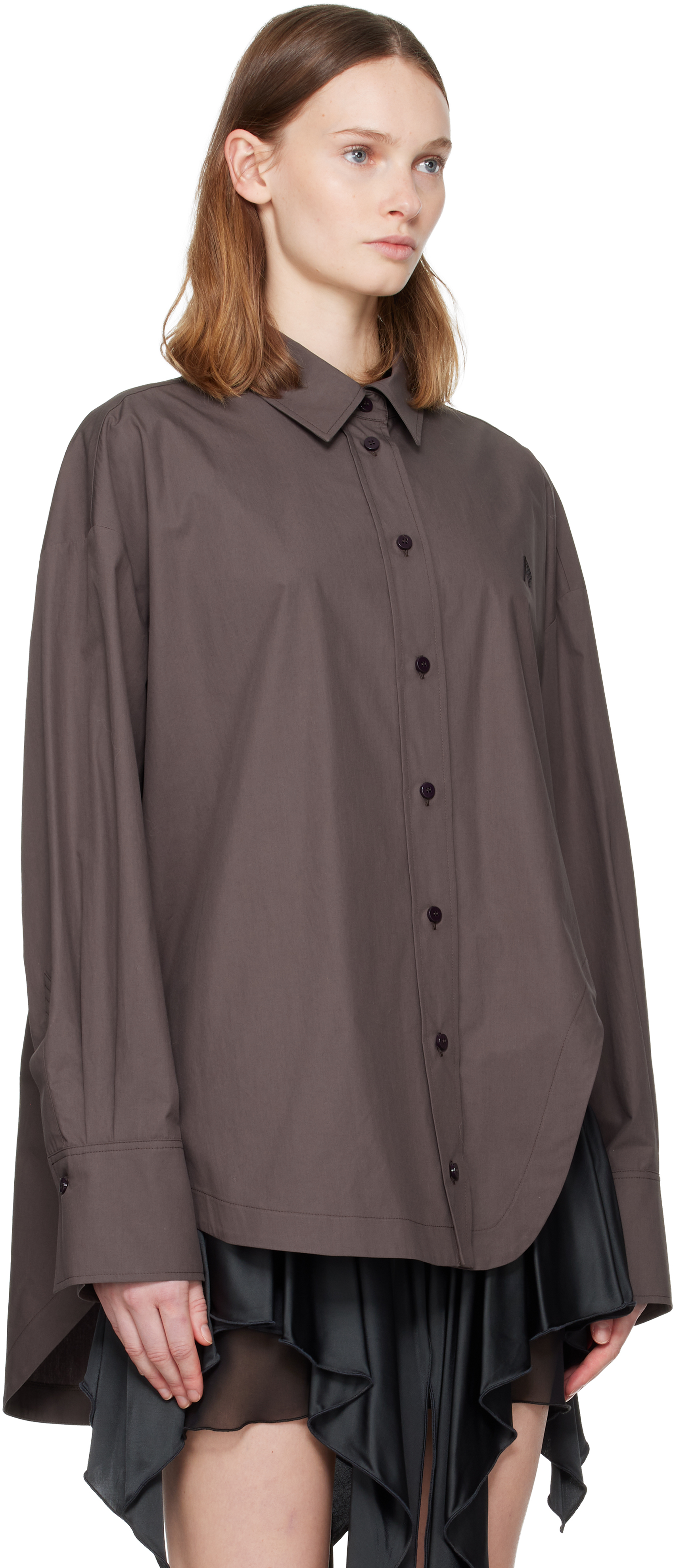 Attico Brown Diana Shirt In Gray